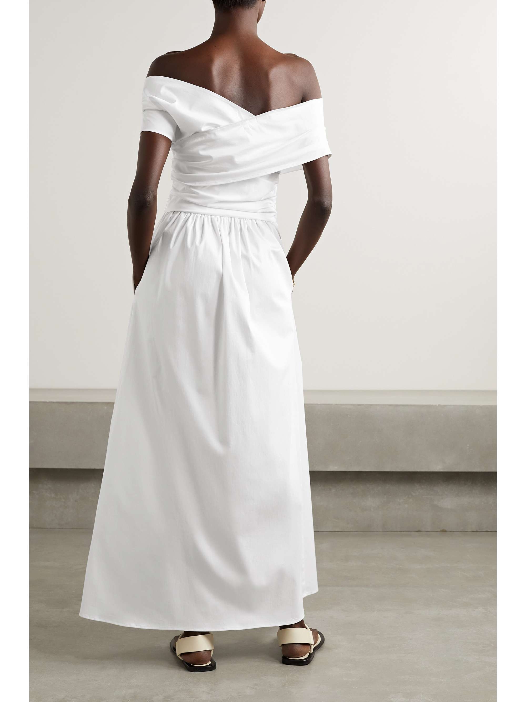 ALTUZARRA Corfu off-the-shoulder gathered cotton-blend poplin maxi dress