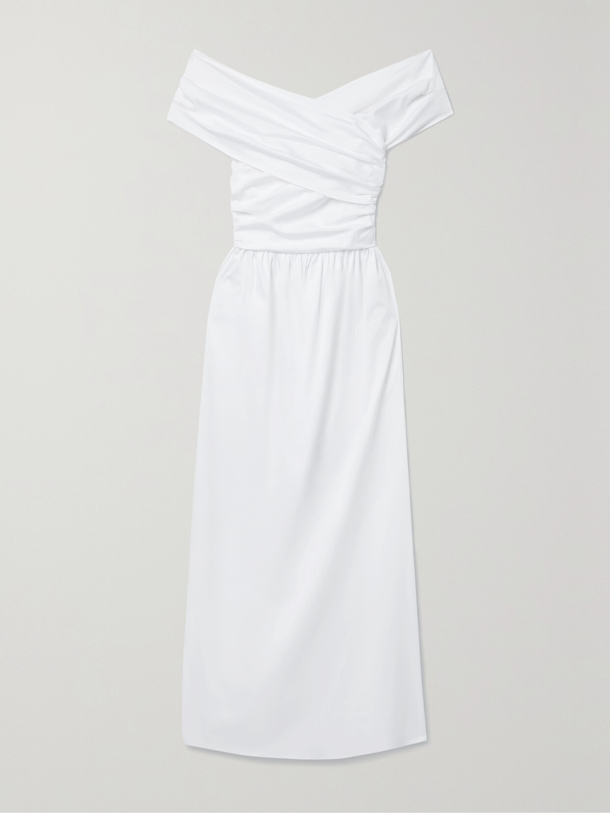 ALTUZARRA CORFU OFF-THE-SHOULDER GATHERED COTTON-BLEND POPLIN MAXI DRESS