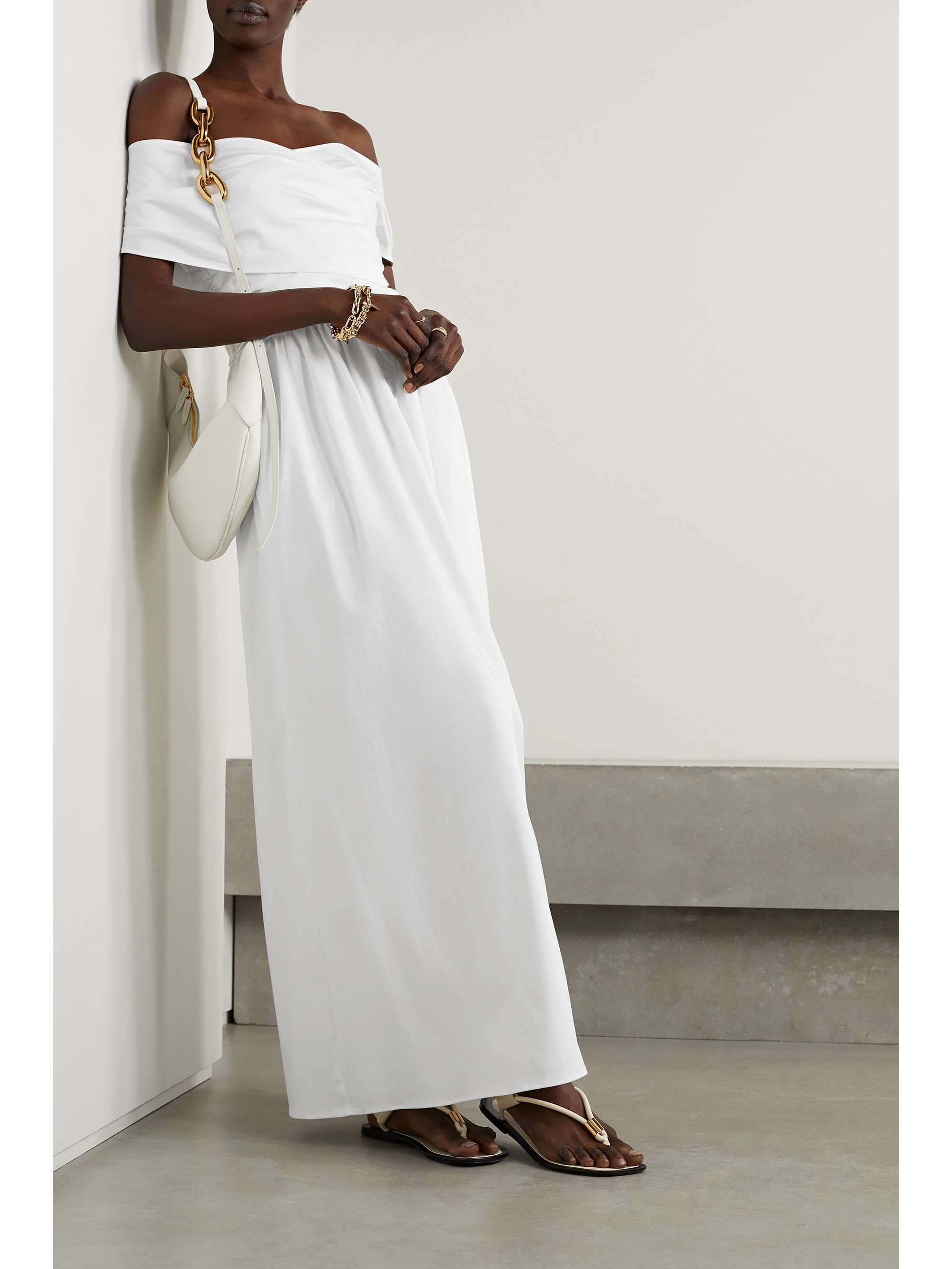 ALTUZARRA Corfu off-the-shoulder gathered cotton-blend poplin maxi dress