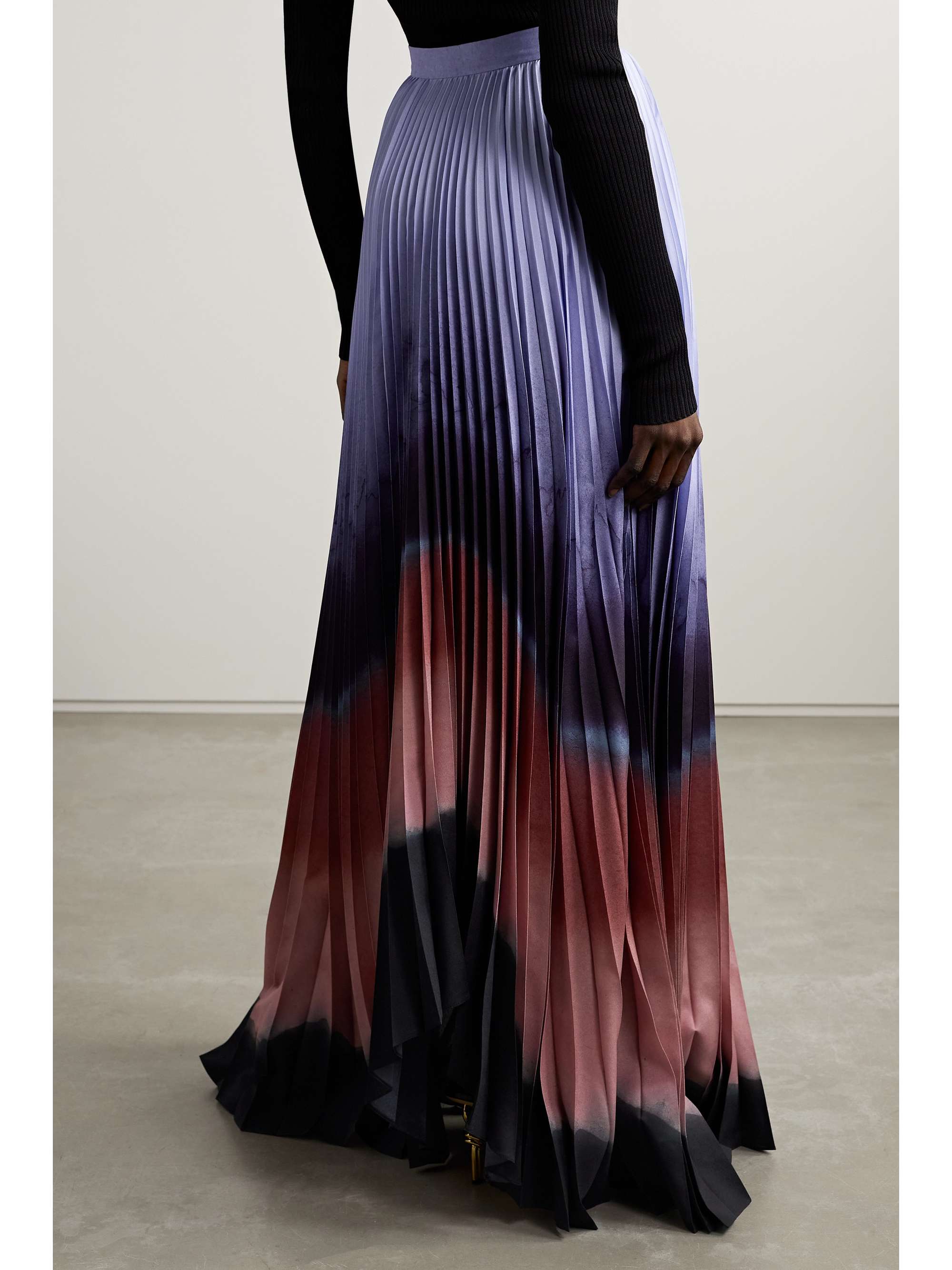 ALTUZARRA 렘노스 비대칭 타이 다이 플리세 새틴 맥시 스커트