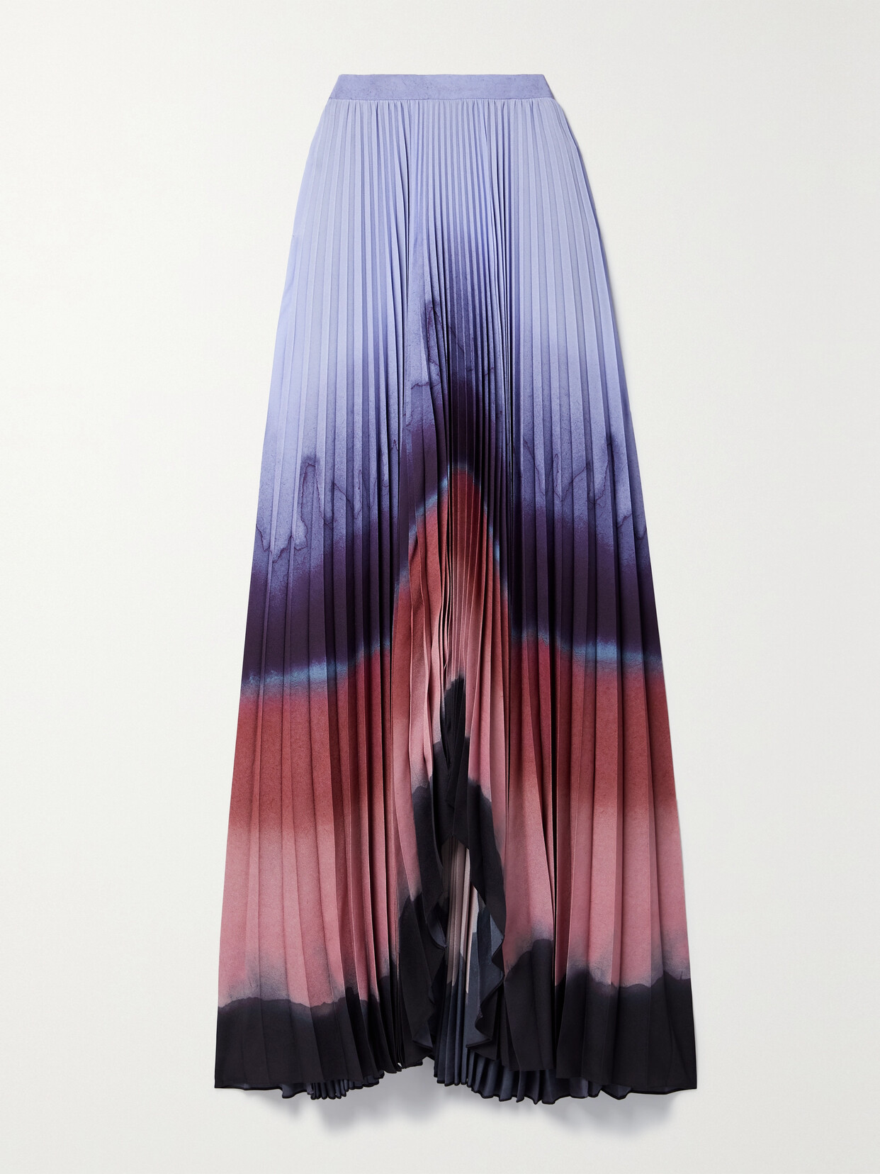 Altuzarra - Lemnos Asymmetric Tie-dyed Plissé-satin Maxi Skirt - Purple