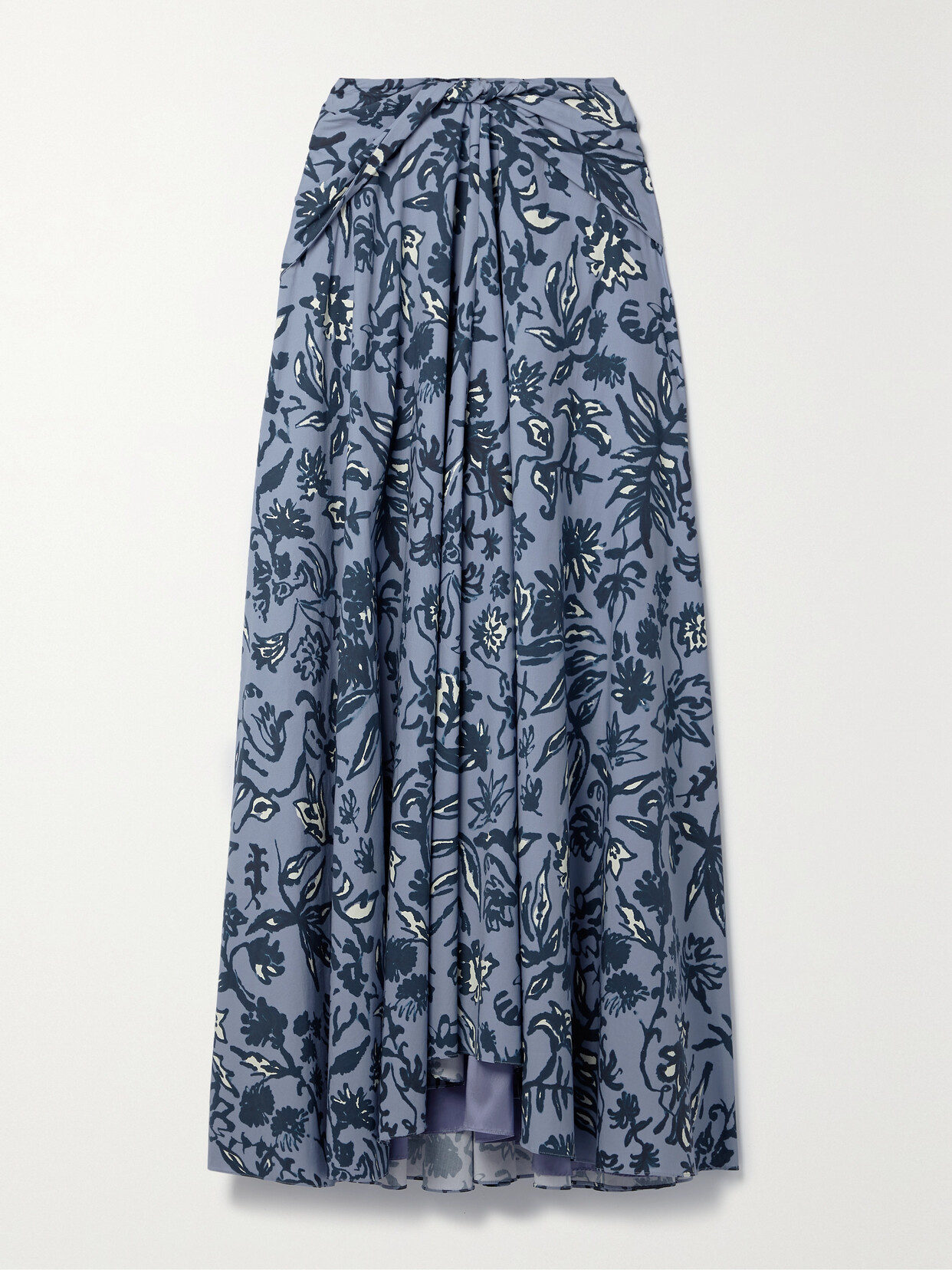 Altuzarra - Pythia Twist-front Floral-print Cotton-blend Poplin Maxi Skirt - Blue