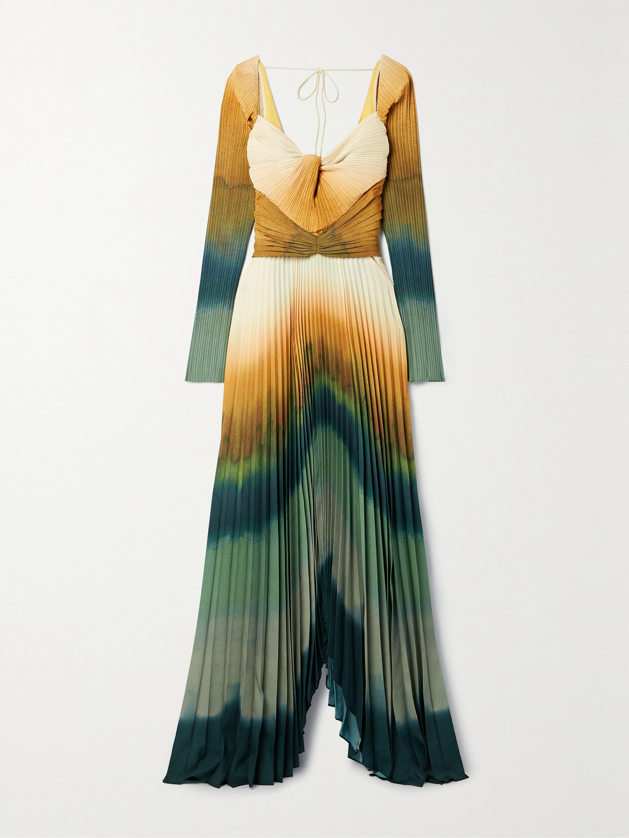 Altuzarra Varvara Tie-dyed Plissé-crepe De Chine Maxi Dress - Multi
