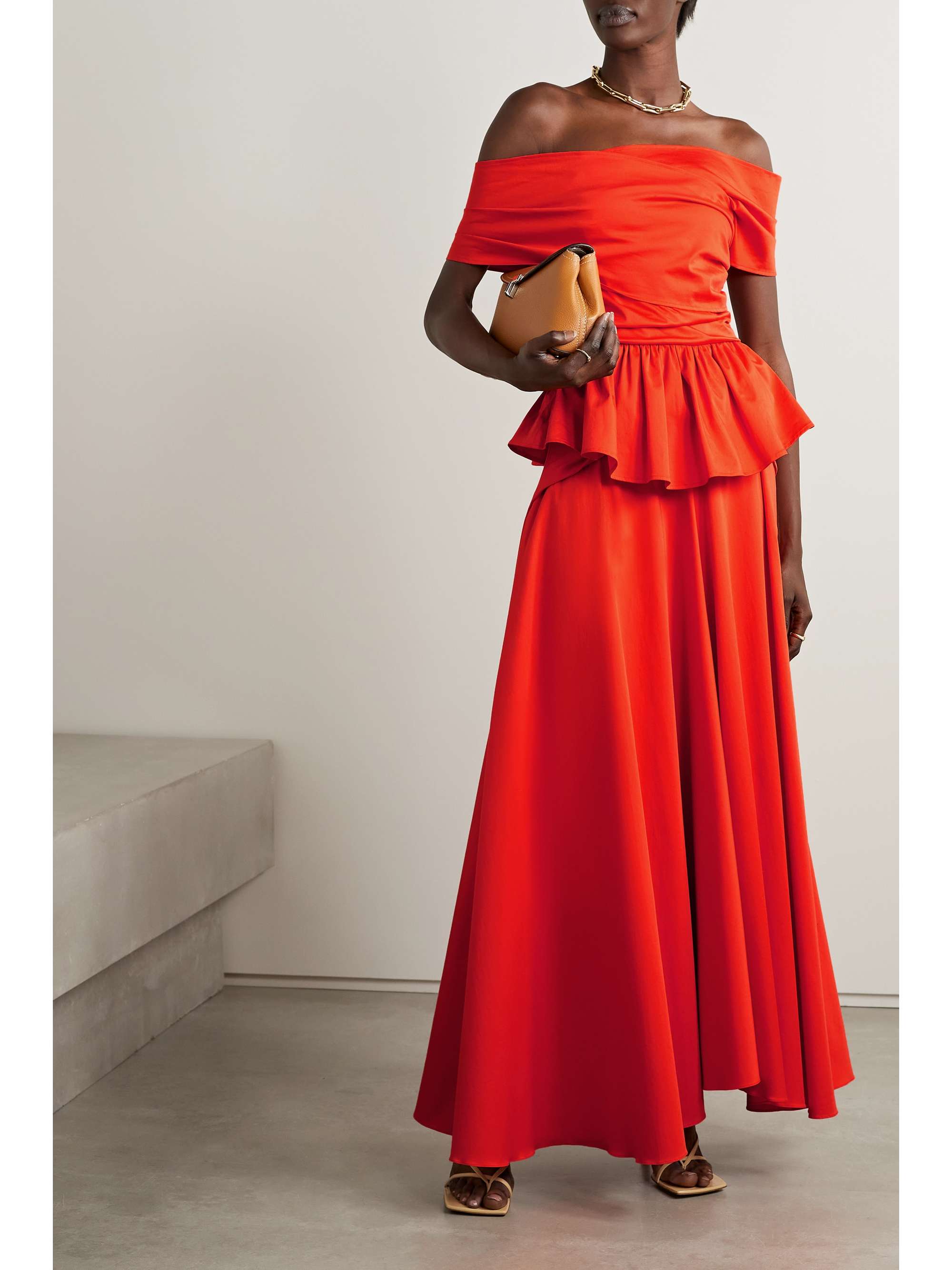 Orange cotton deals maxi skirt