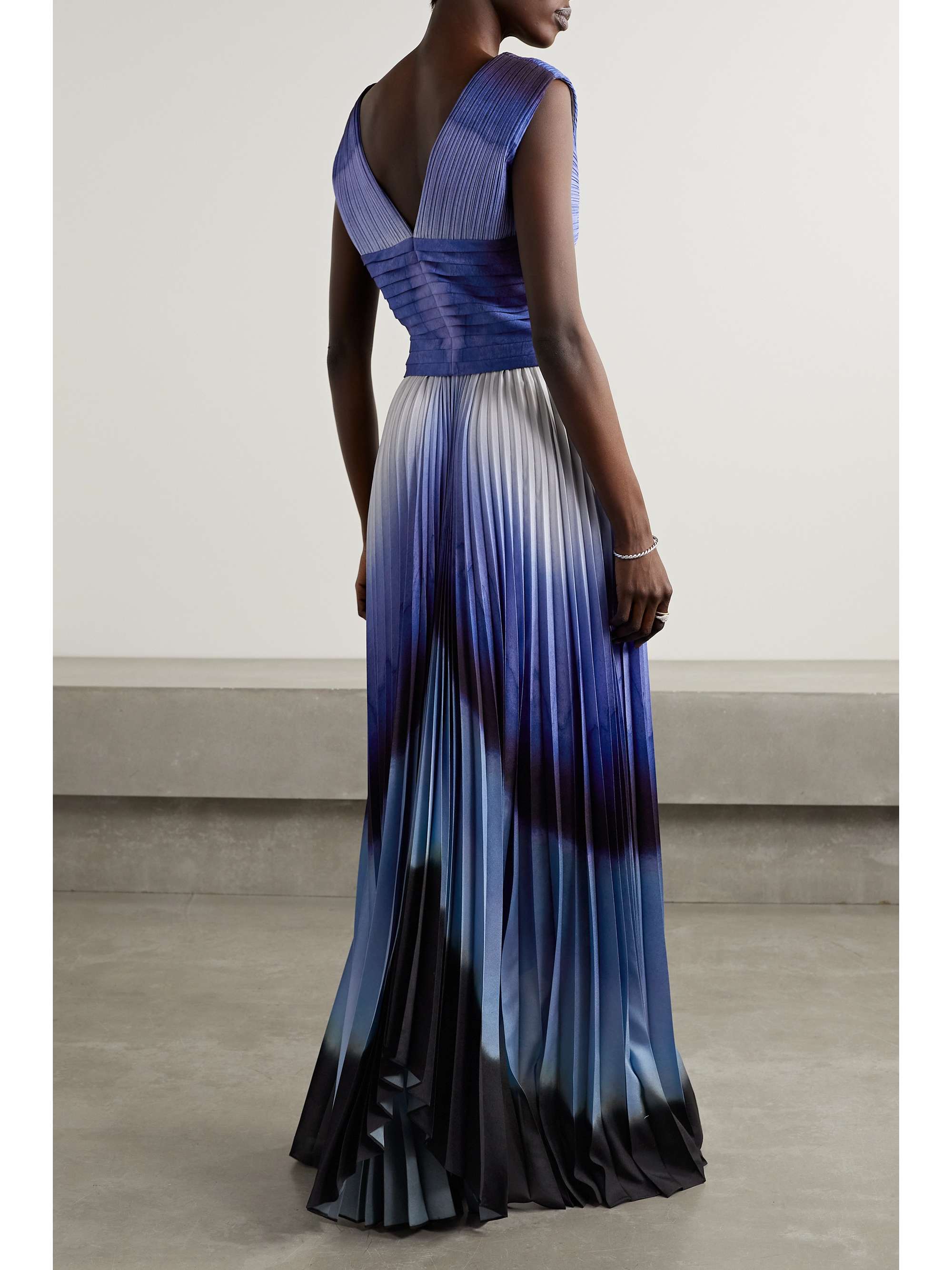 ALTUZARRA Kalymnos twist-front cutout tie-dyed plissé crepe de chine maxi dress