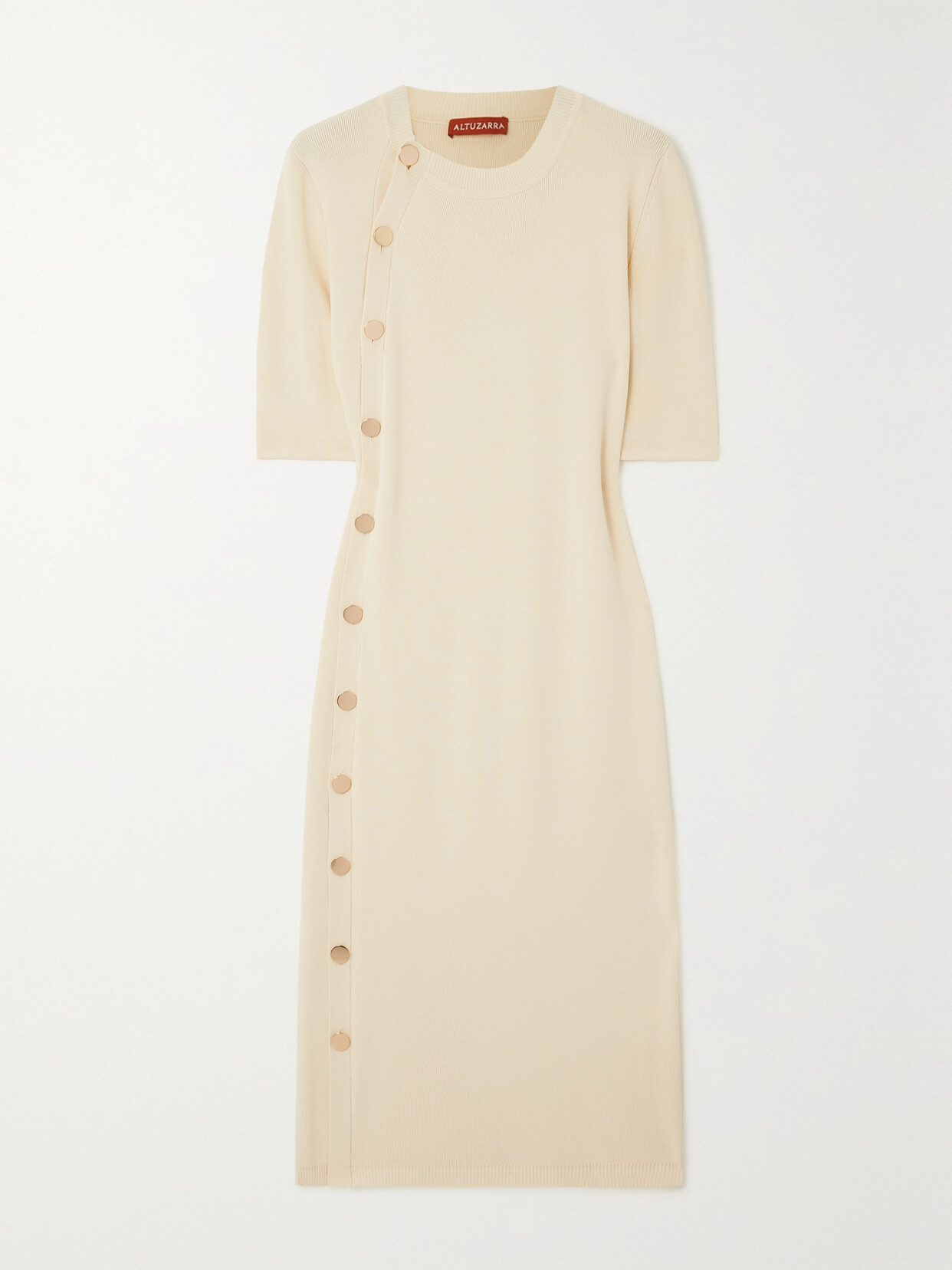 Altuzarra - Topaz Button-detailed Ribbed-knit Midi Dress - Ivory