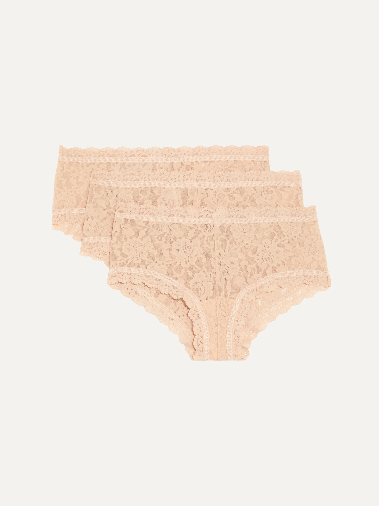 Hanky Panky - + Net Sustain Signature Set Of Three Stretch-lace Boy Shorts - Neutrals