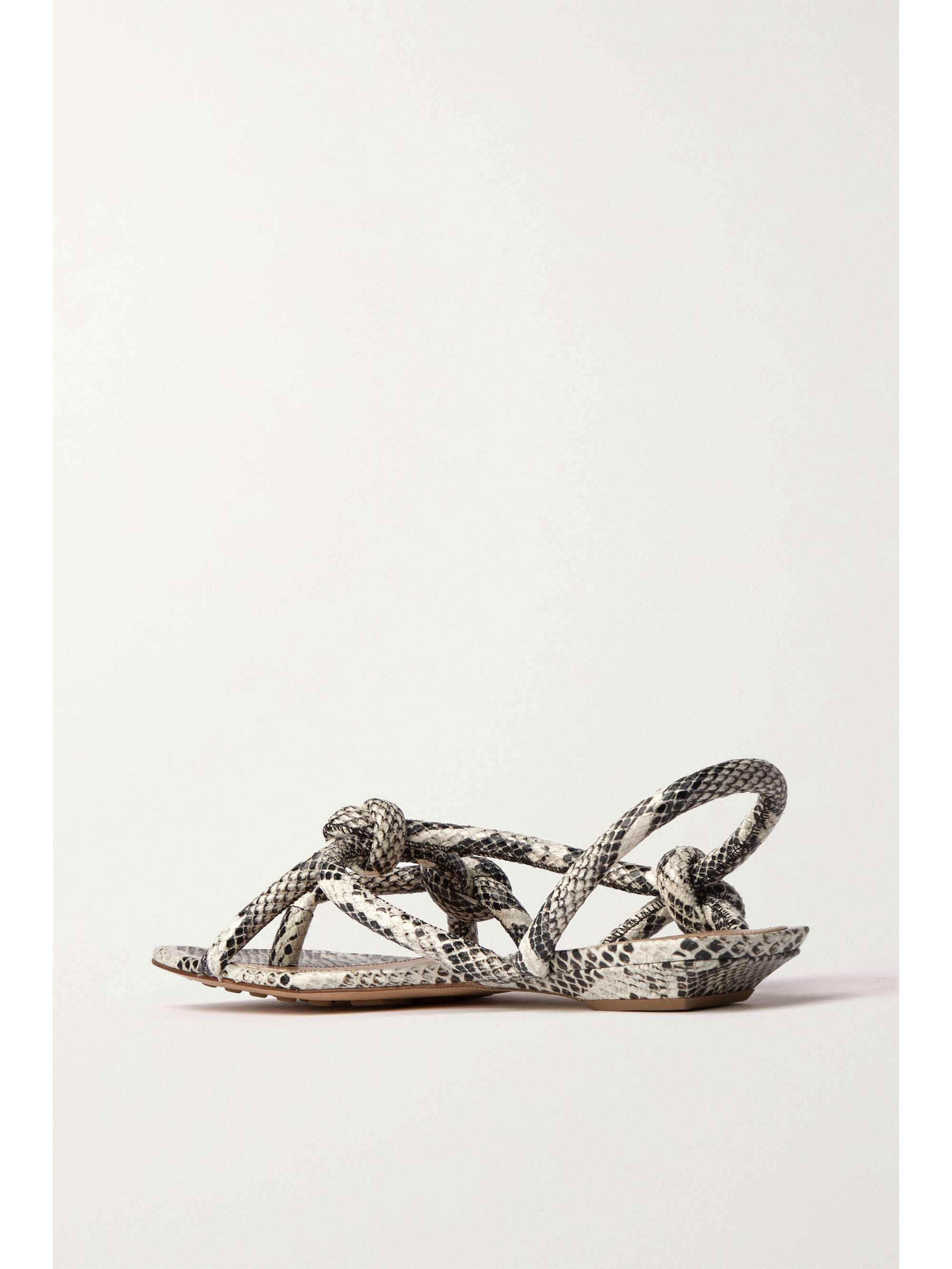 BOTTEGA VENETA Knotted snake-effect leather slingback sandals
