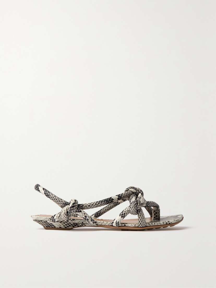 Bottega Veneta Knotted Snake-effect Leather Slingback Sandals
