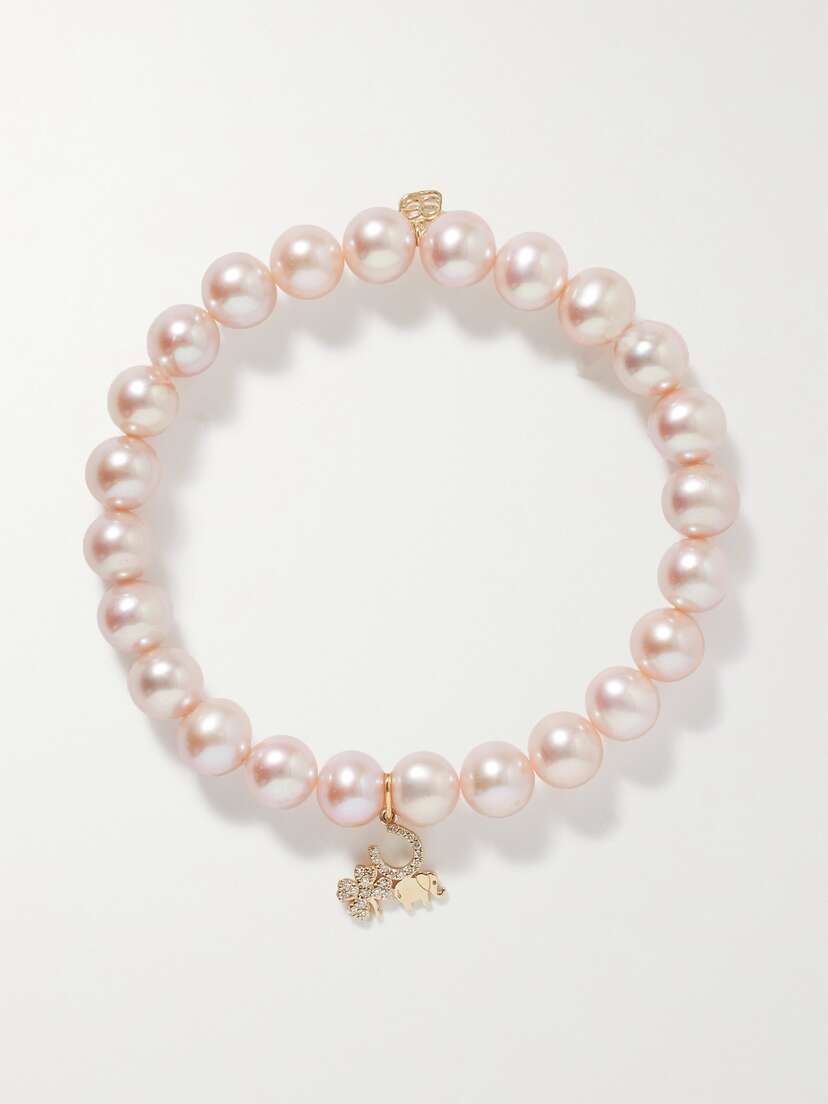 Sydney Evan Luck 14-karat , Pearl And Diamond Bracelet