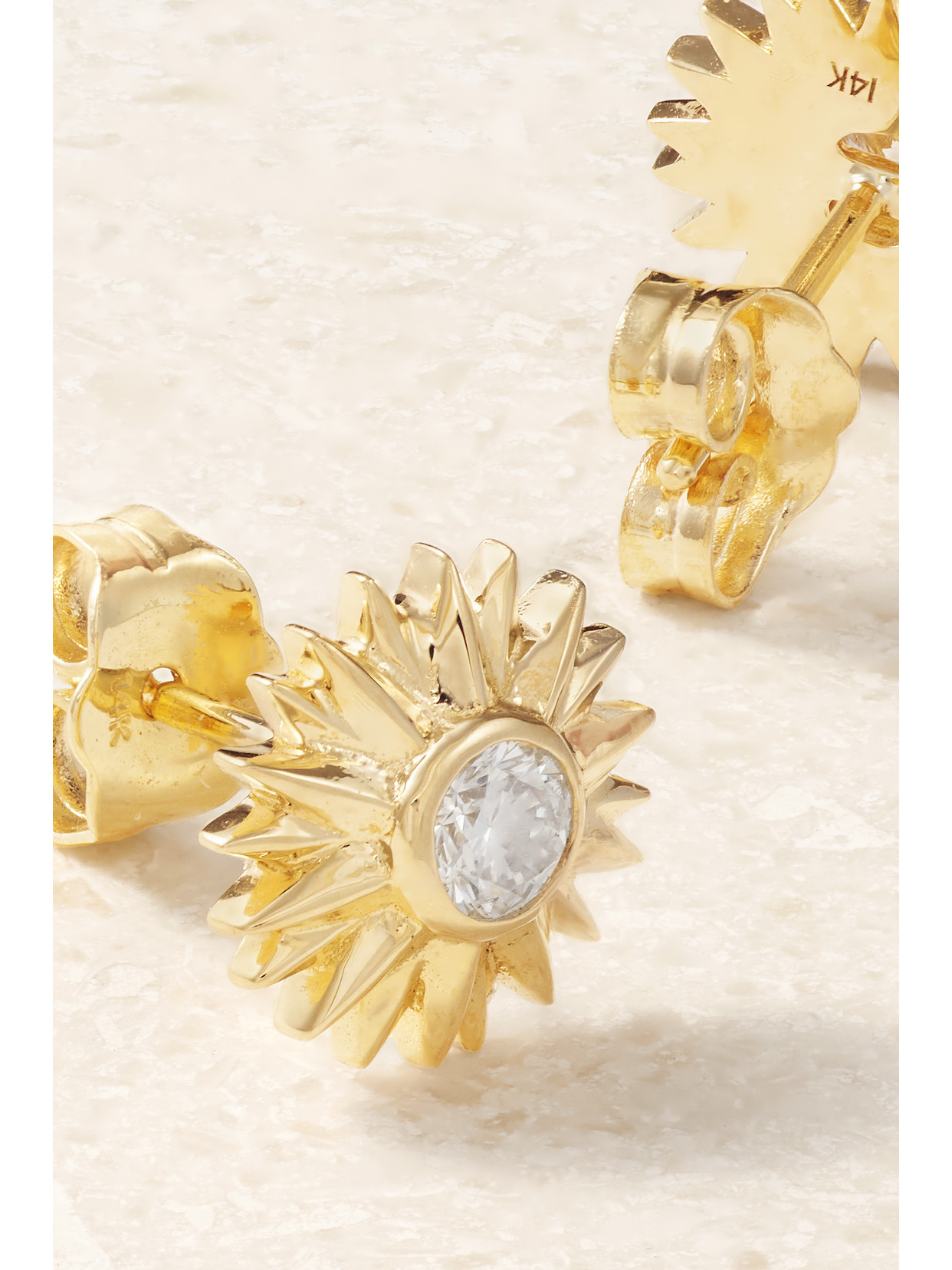 Shop Sydney Evan Sunburst 14-karat Gold Diamond Earrings