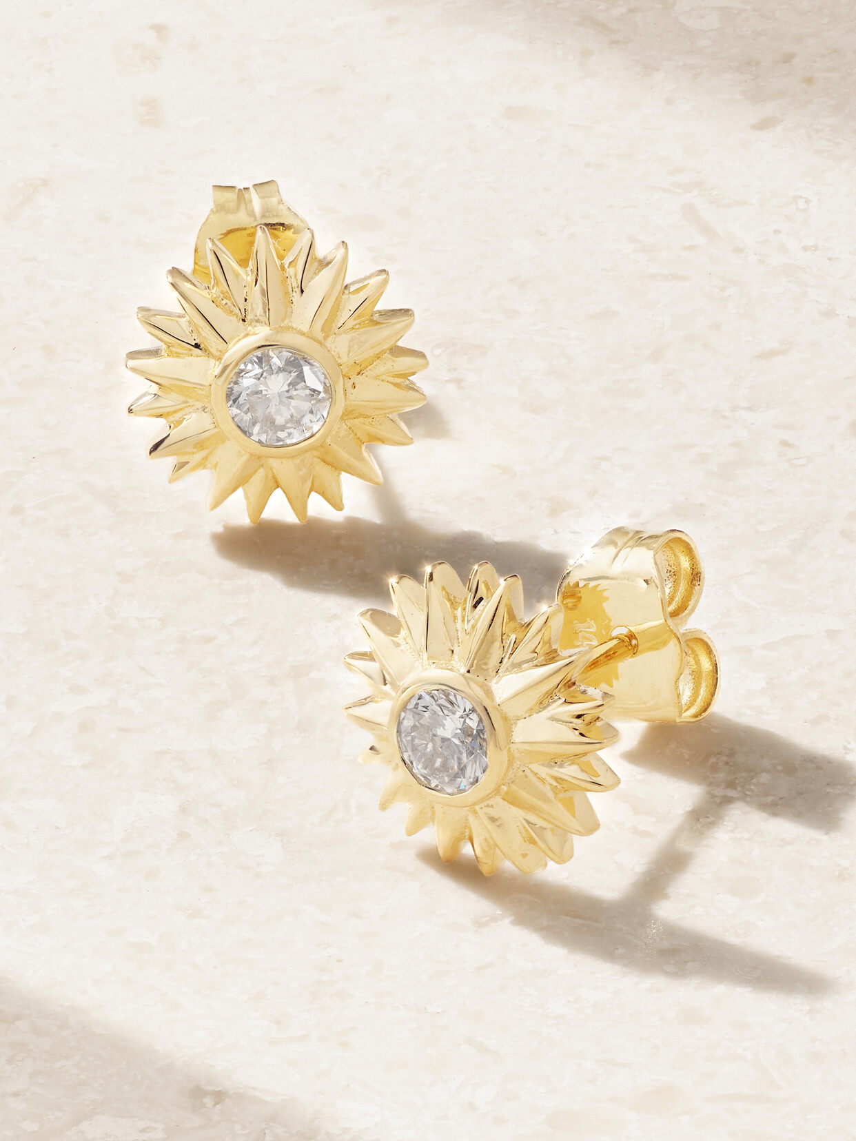 Sydney Evan - Sunburst 14-karat Gold Diamond Earrings - One size