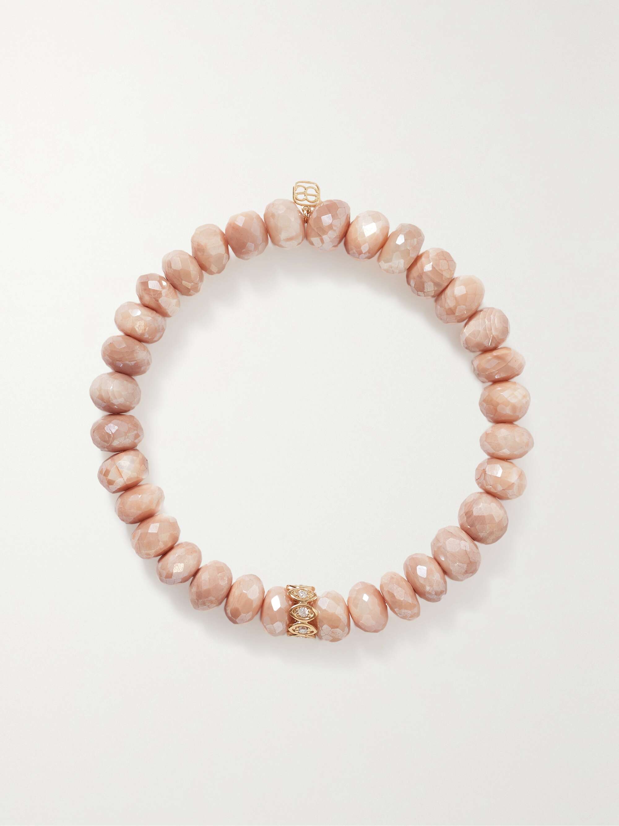 SYDNEY EVAN Evil Eye 14-karat gold, moonstone and diamond bracelet 