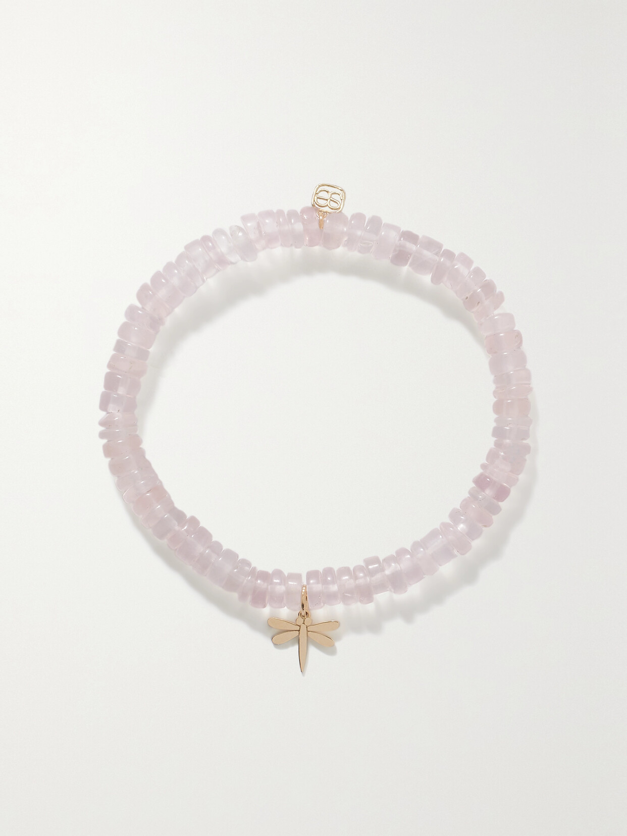 Sydney Evan 14-karat Gold Rose Quartz Bracelet