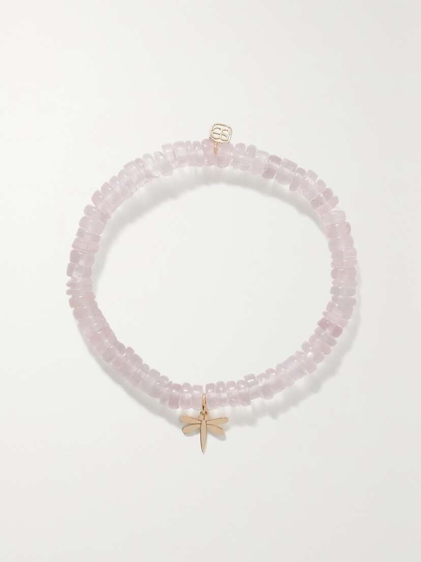 Sydney Evan 14-karat Gold Rose Quartz Bracelet