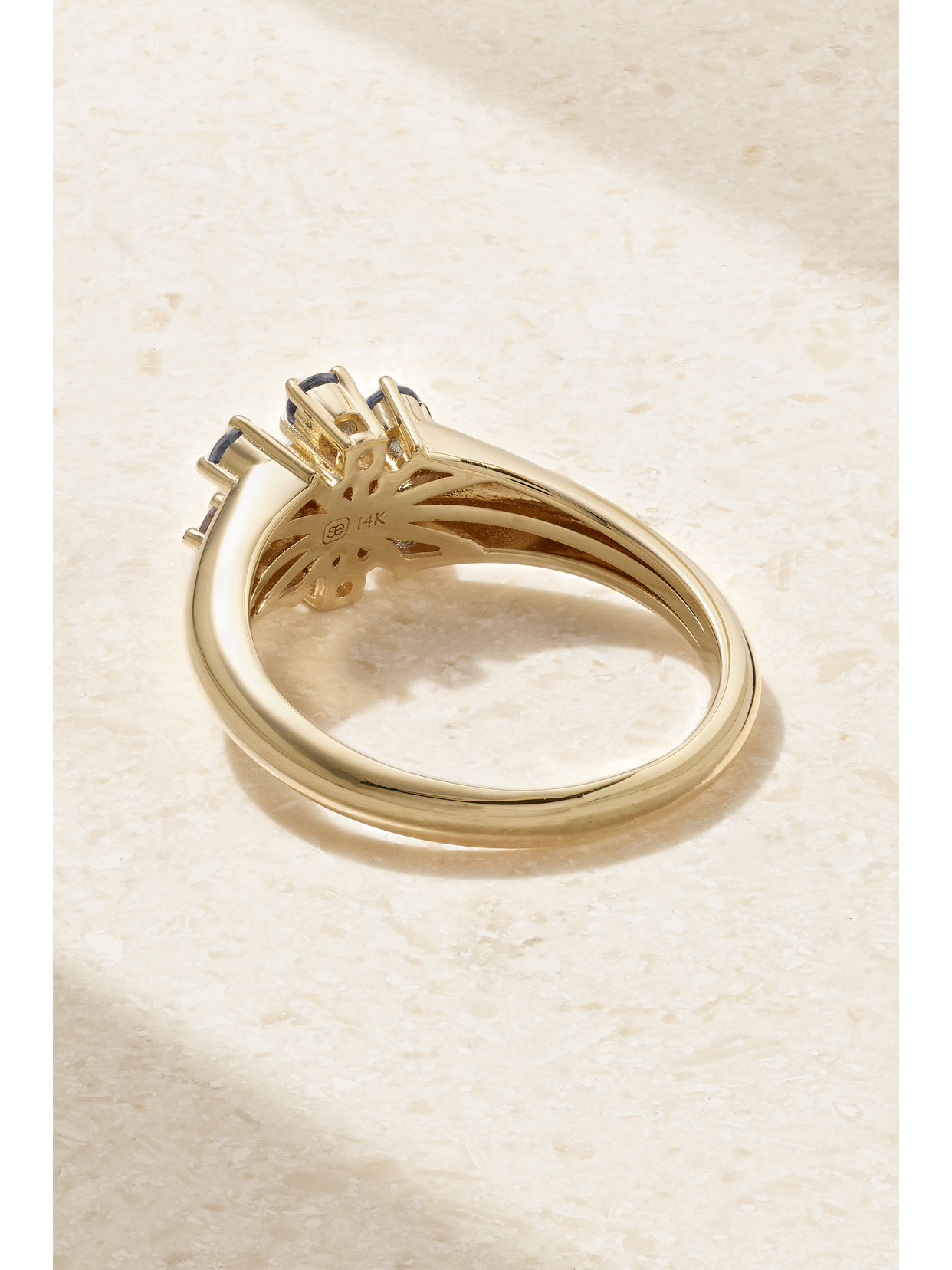Sydney Evan Marquis Eye 14-karat Gold, Sapphire And Diamond Ring In Gold