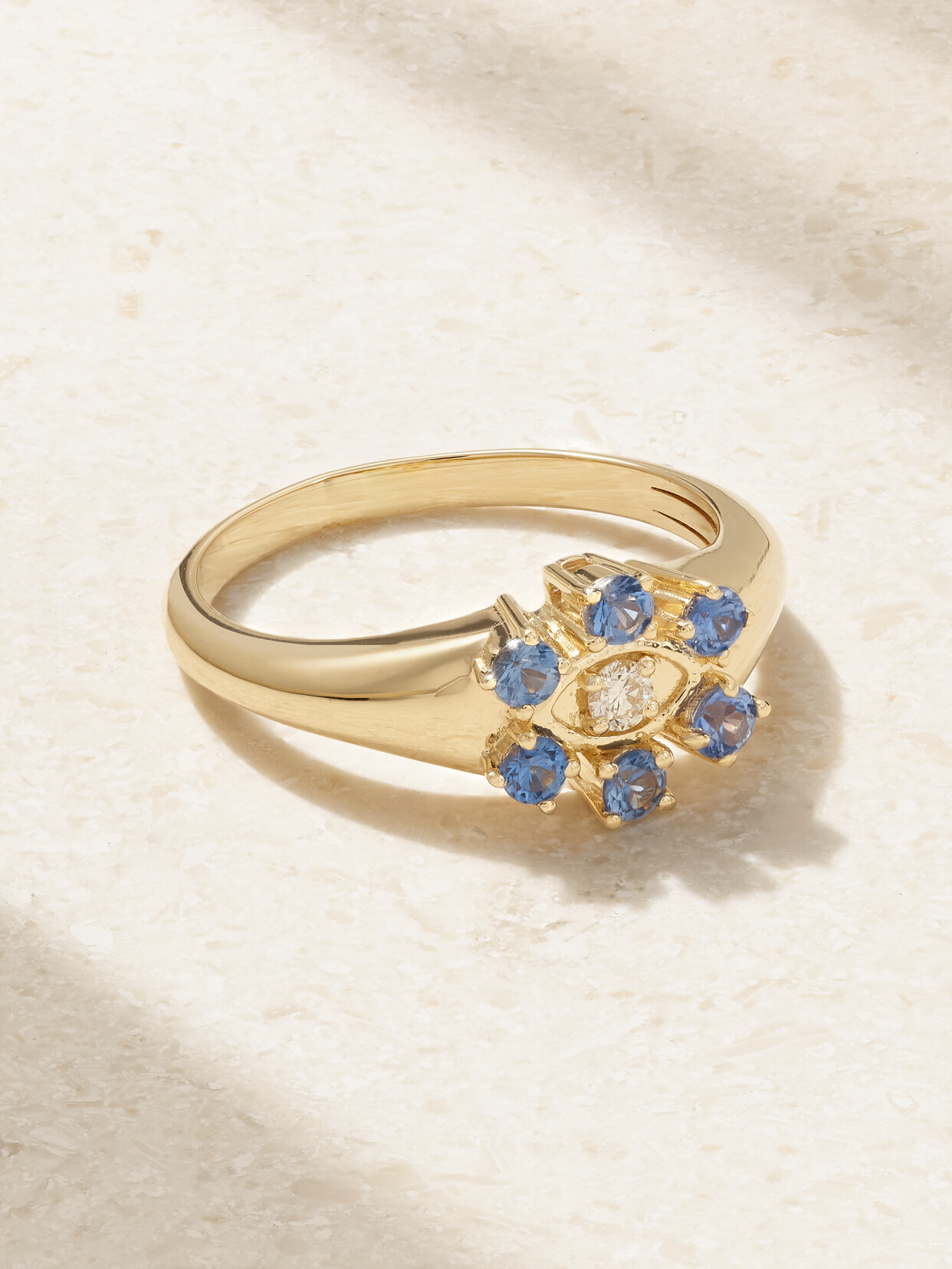 Sydney Evan - Marquis Eye 14-karat Gold, Sapphire And Diamond Ring - 6
