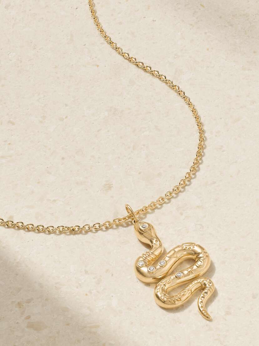 Sydney Evan Snake 14-karat Gold Diamond Necklace