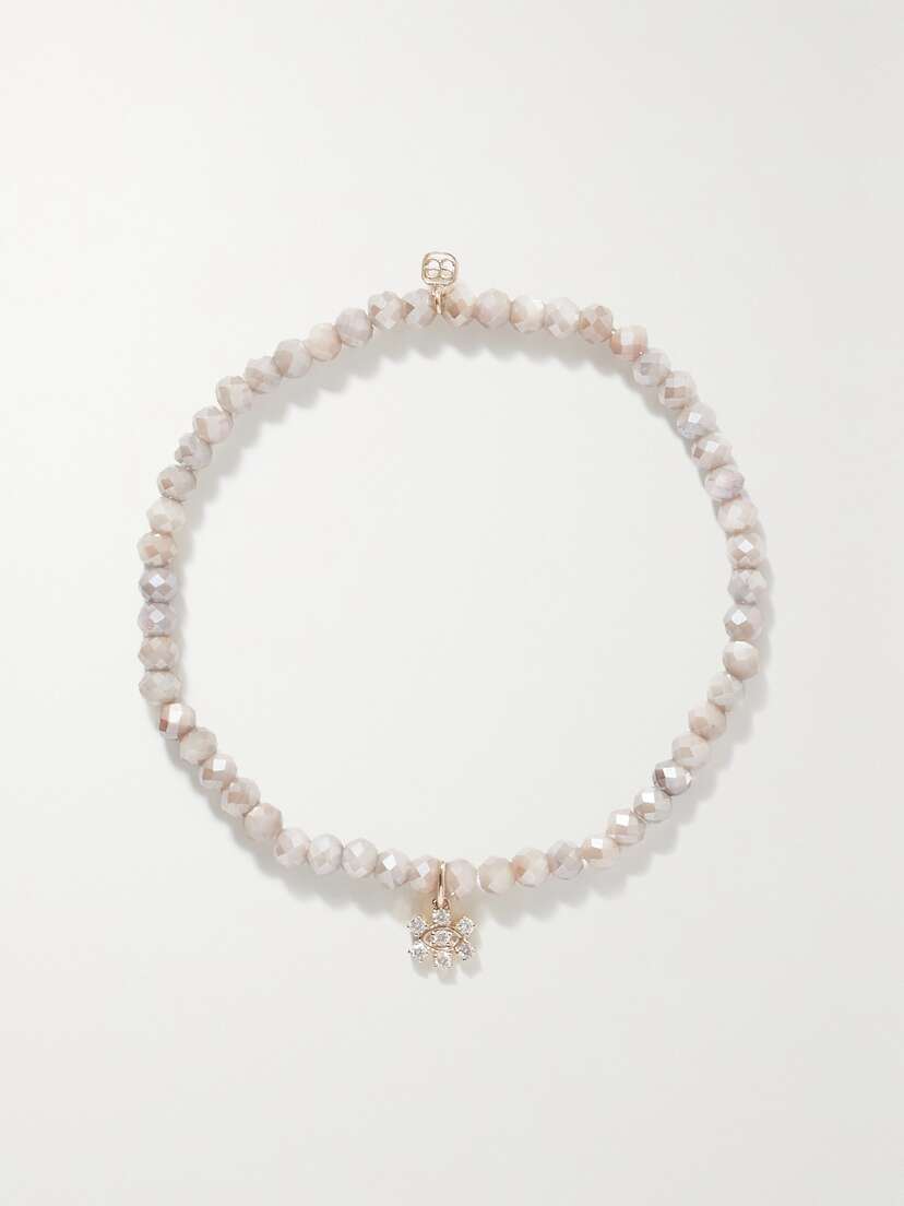 Sydney Evan Small Eye 14-karat Gold, Moonstone And Diamond Bracelet