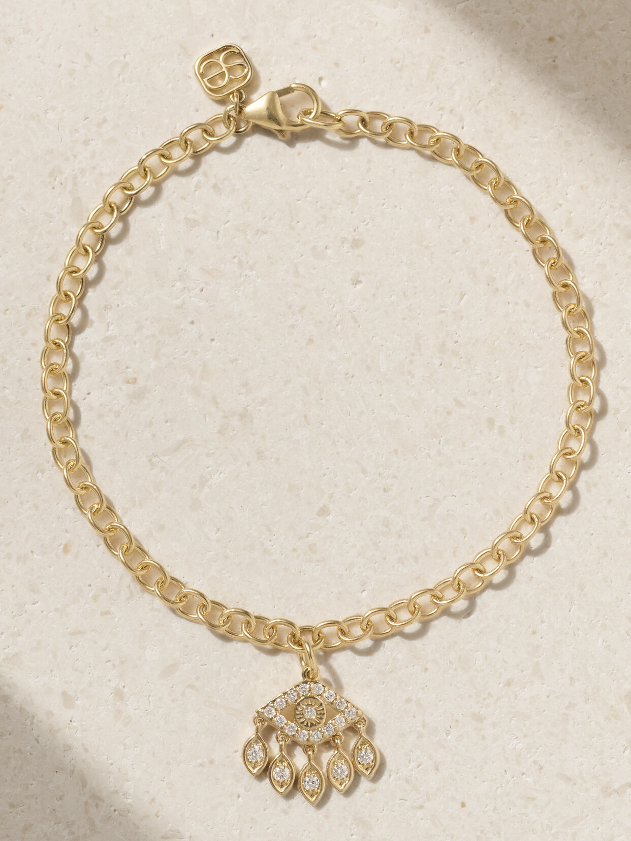 Sydney Evan Small Evil Eye 14-karat Gold Diamond Bracelet