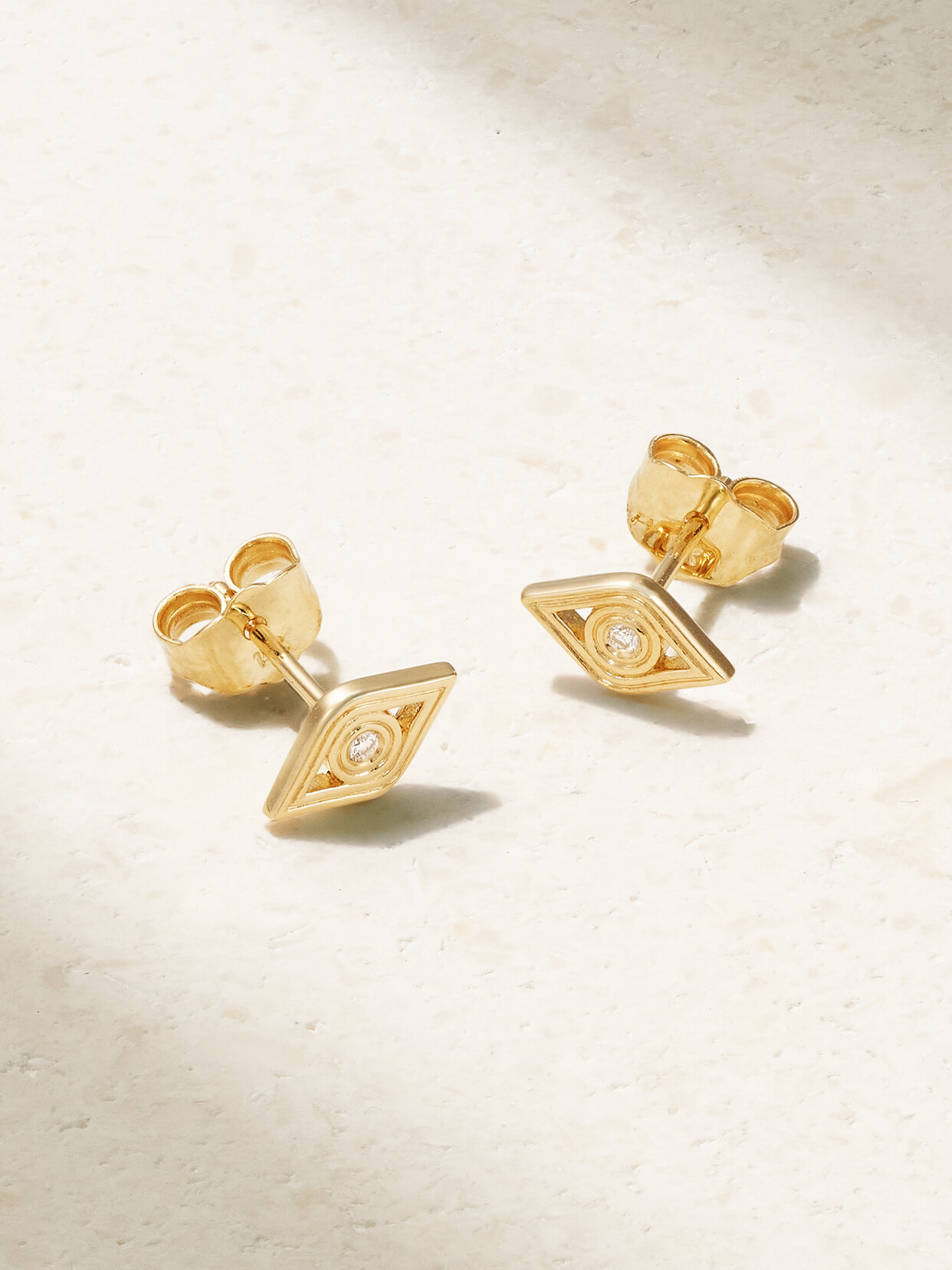 Sydney Evan - Fluted Evil Eye 14-karat Gold Diamond Earrings - One size