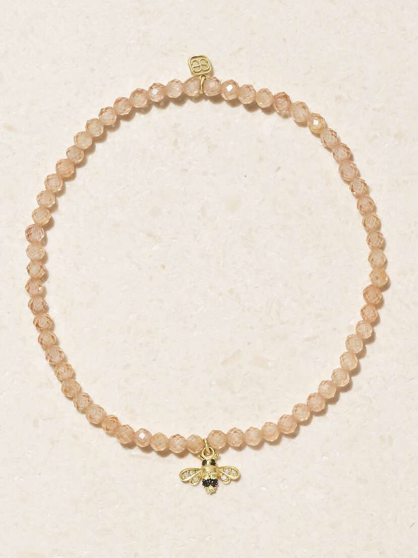 Sydney Evan Tiny Bee 14-karat Gold Multi-stone Bracelet