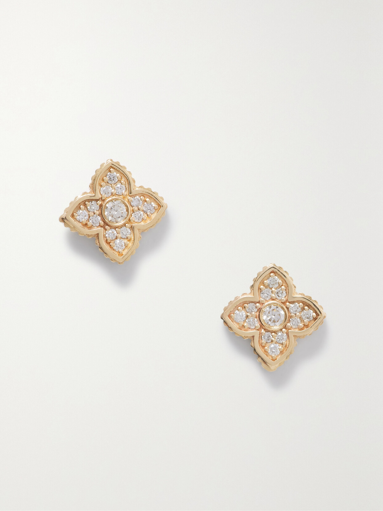 Sydney Evan Mini Moroccan Flower 14-karat Gold Diamond Earrings