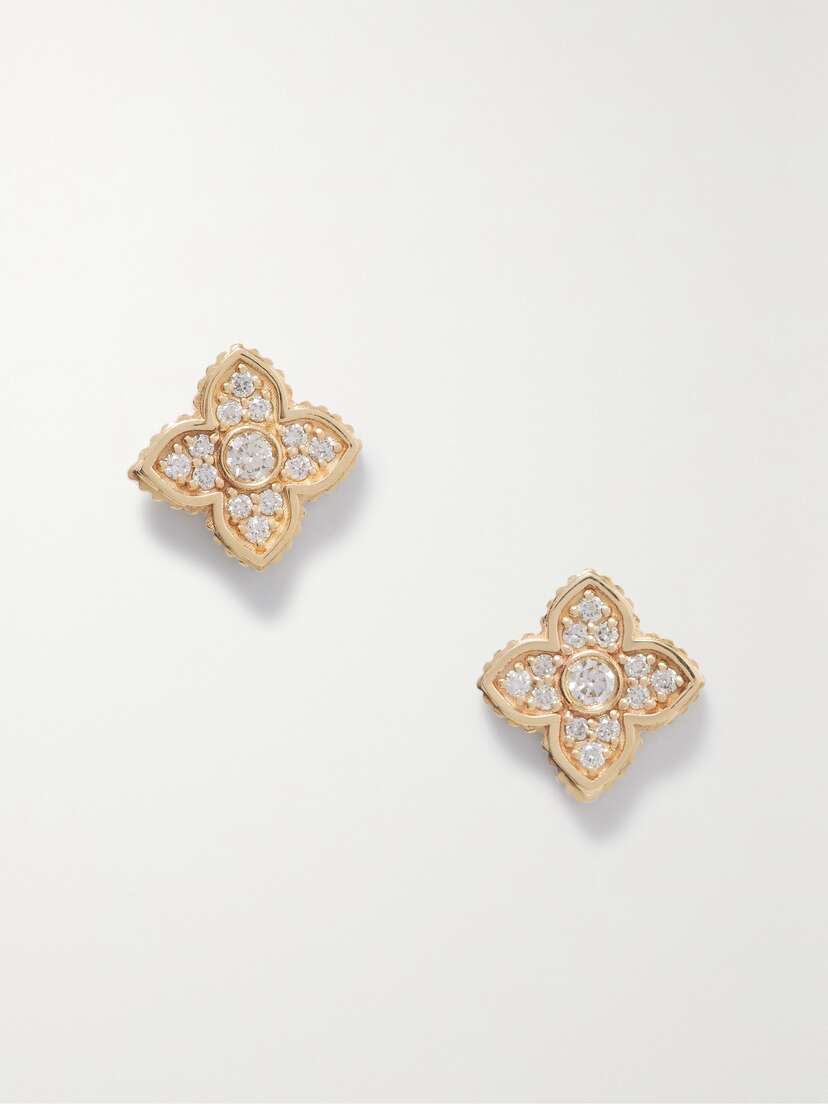 Sydney Evan Mini Moroccan Flower 14-karat  Diamond Earrings