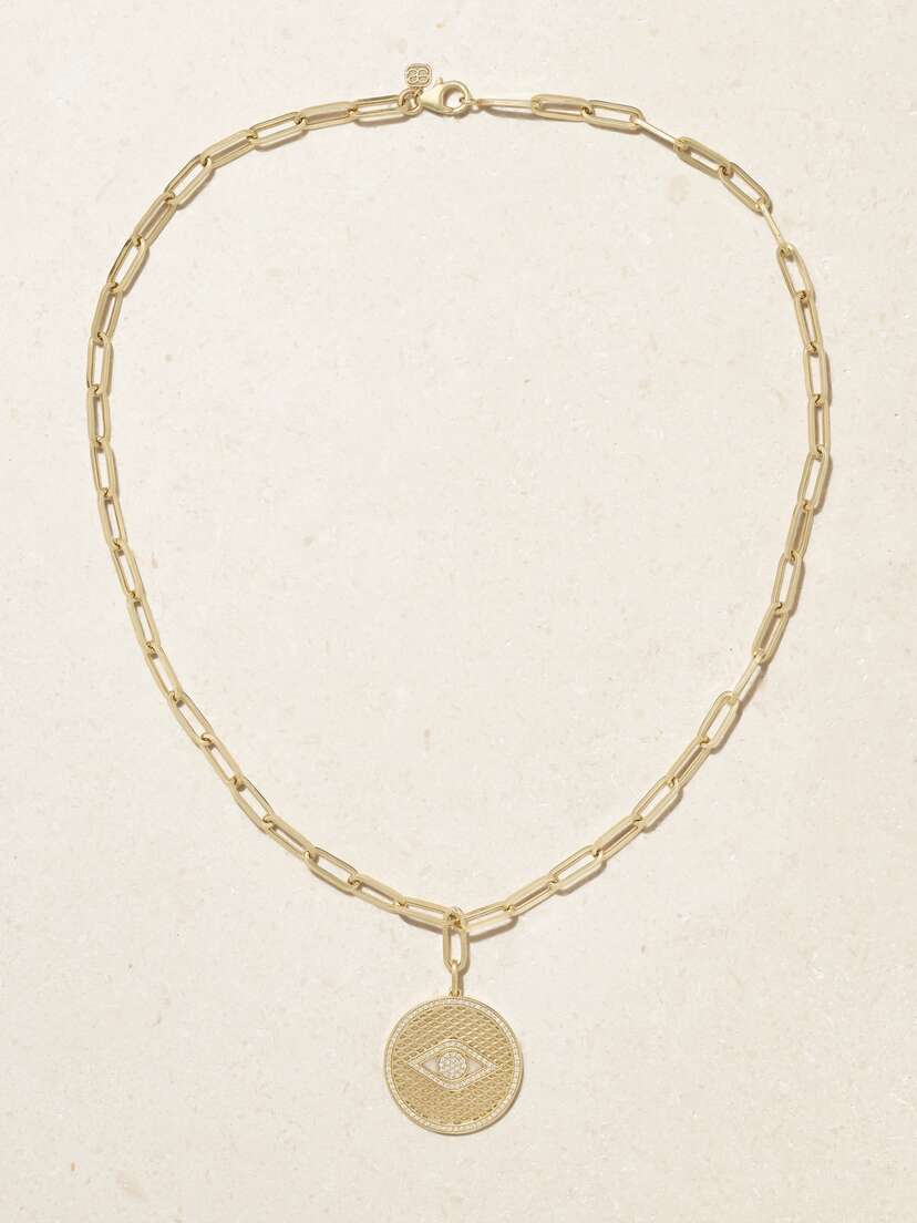 Sydney Evan Evil Eye 14-karat Gold Diamond Necklace