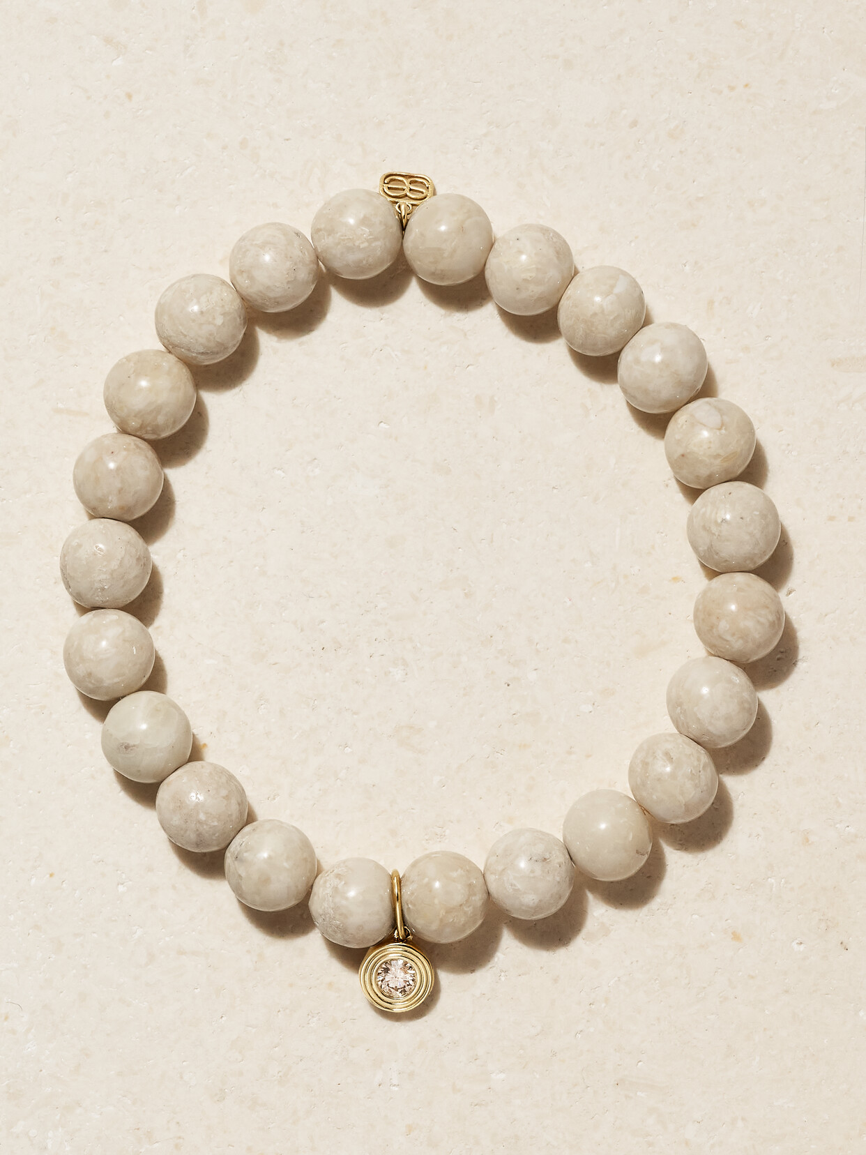 Sydney Evan - Fluted Single Stone 14-karat Gold, Jasper And Diamond Bracelet - One size