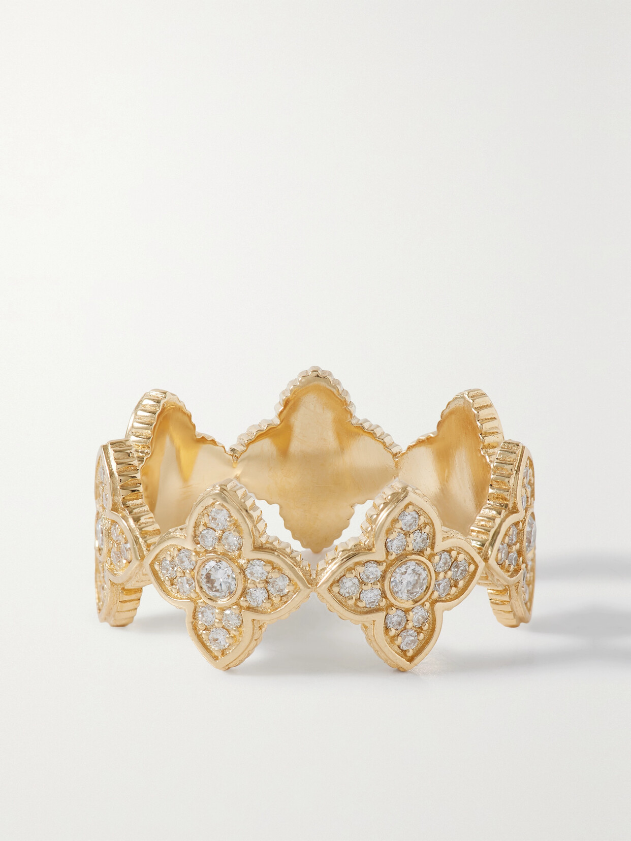 Sydney Evan 14k Gold Moroccan Flower Diamond Ring In Gold