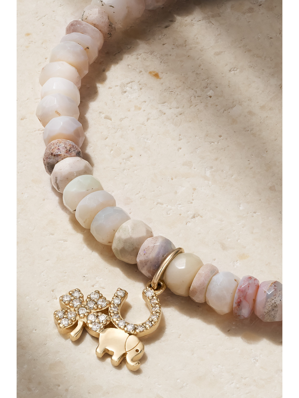 Sydney Evan Luck Cluster 14-karat Gold, Opal And Diamond Bracelet In Gold