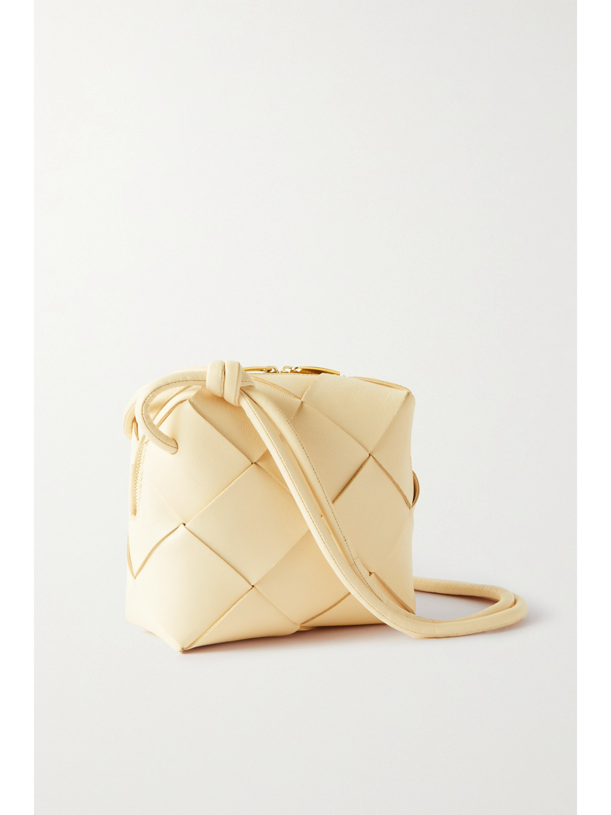 Beige Cassette mini Intrecciato-leather cross-body bag