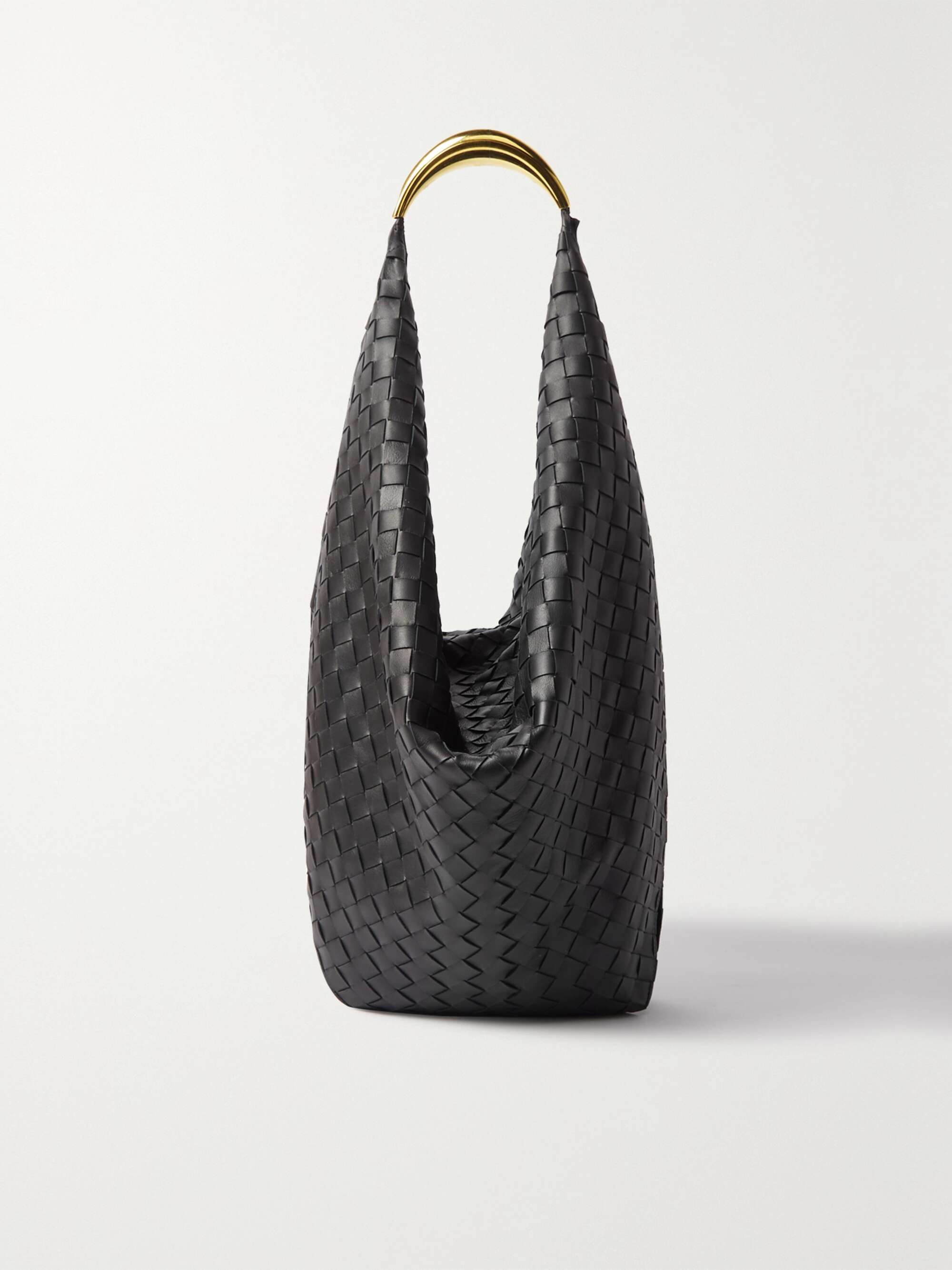 Bottega Veneta Intrecciato-weave Medium Leather Hobo Bag in Black