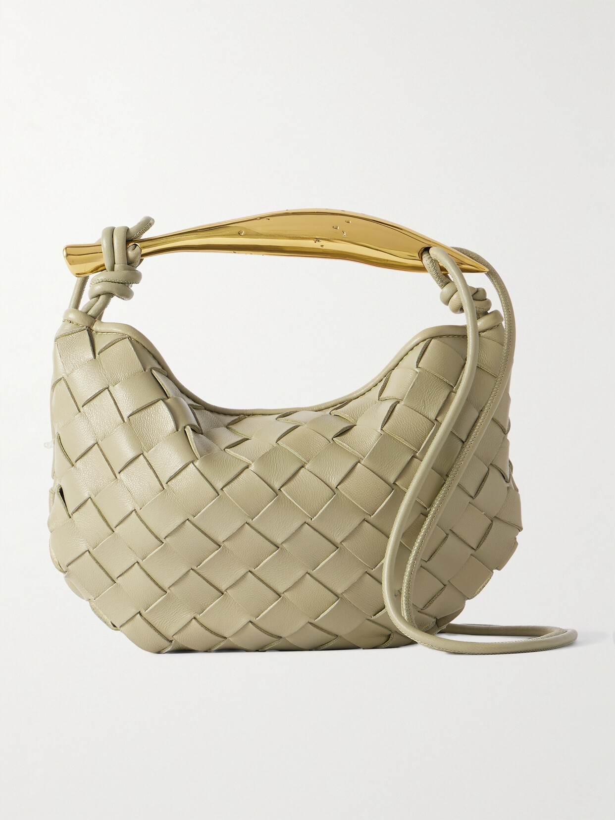 Bottega Veneta Sardine Mini Intrecciato Leather Shoulder Bag In Green