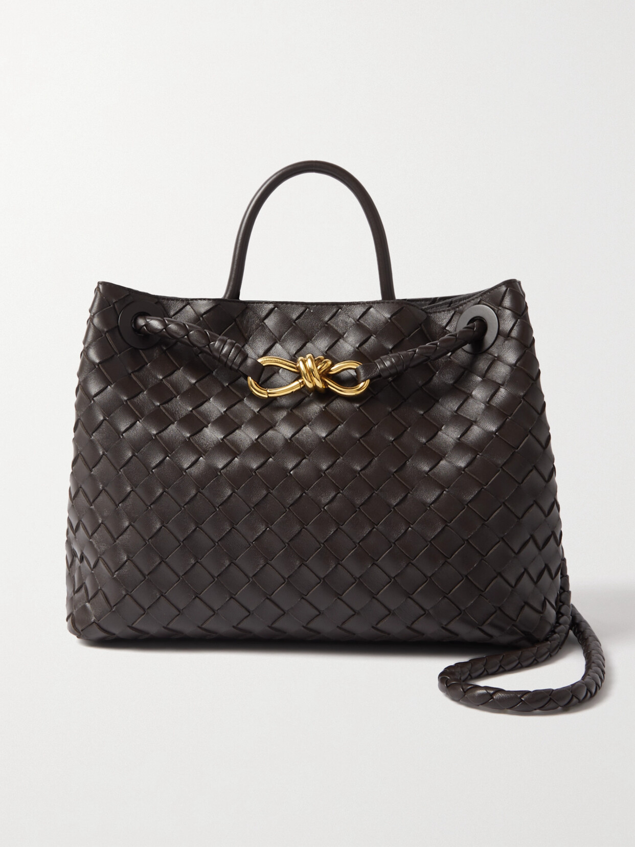 Bottega Veneta - Andiamo Embellished Intrecciato Leather Tote - Brown