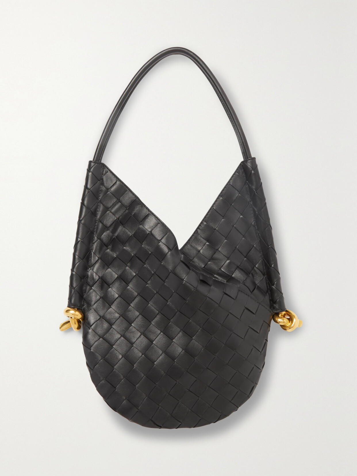Bottega Veneta - Borsa Intrecciato Leather Shoulder Bag - Black