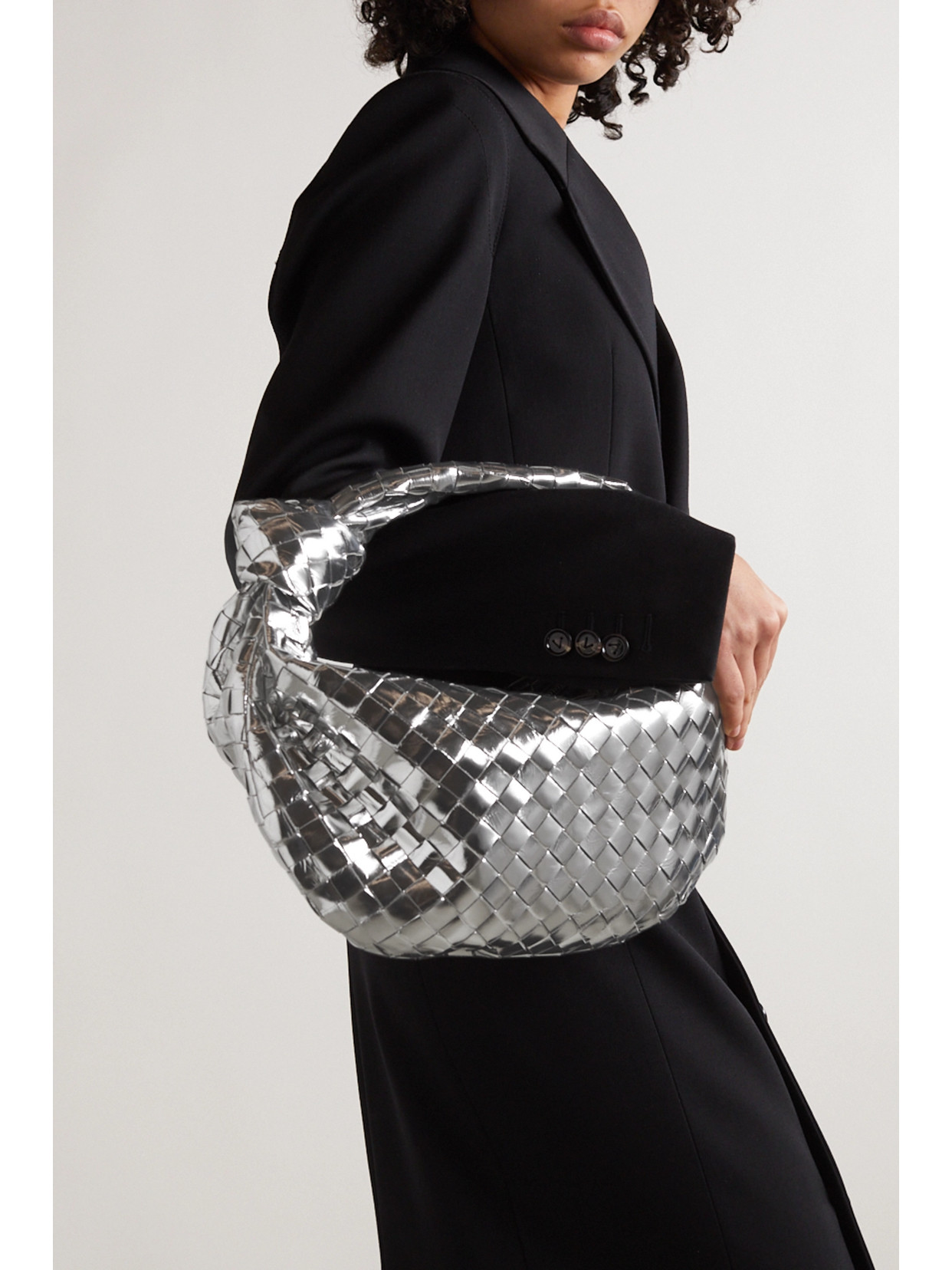 Jodie Teen Intrecciato Mirrored-Leather Tote