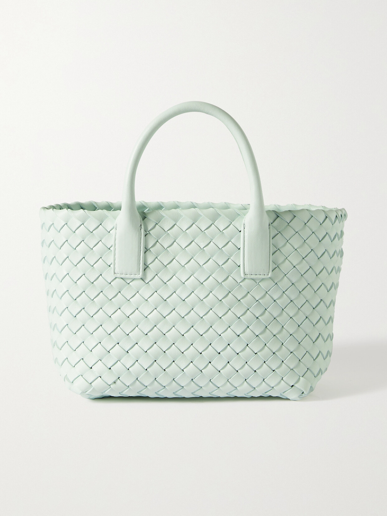 Bottega Veneta Cabat Mini Intrecciato Leather Tote In White