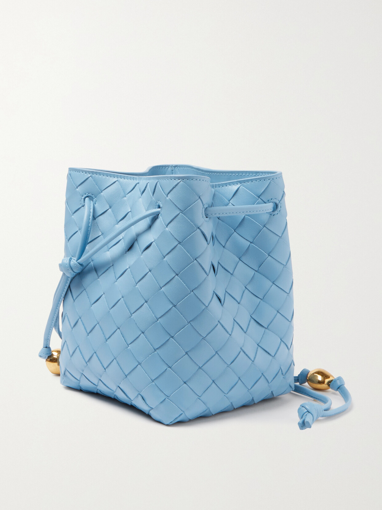 Bottega Veneta - Small Embellished Intrecciato Leather Bucket Bag - Blue