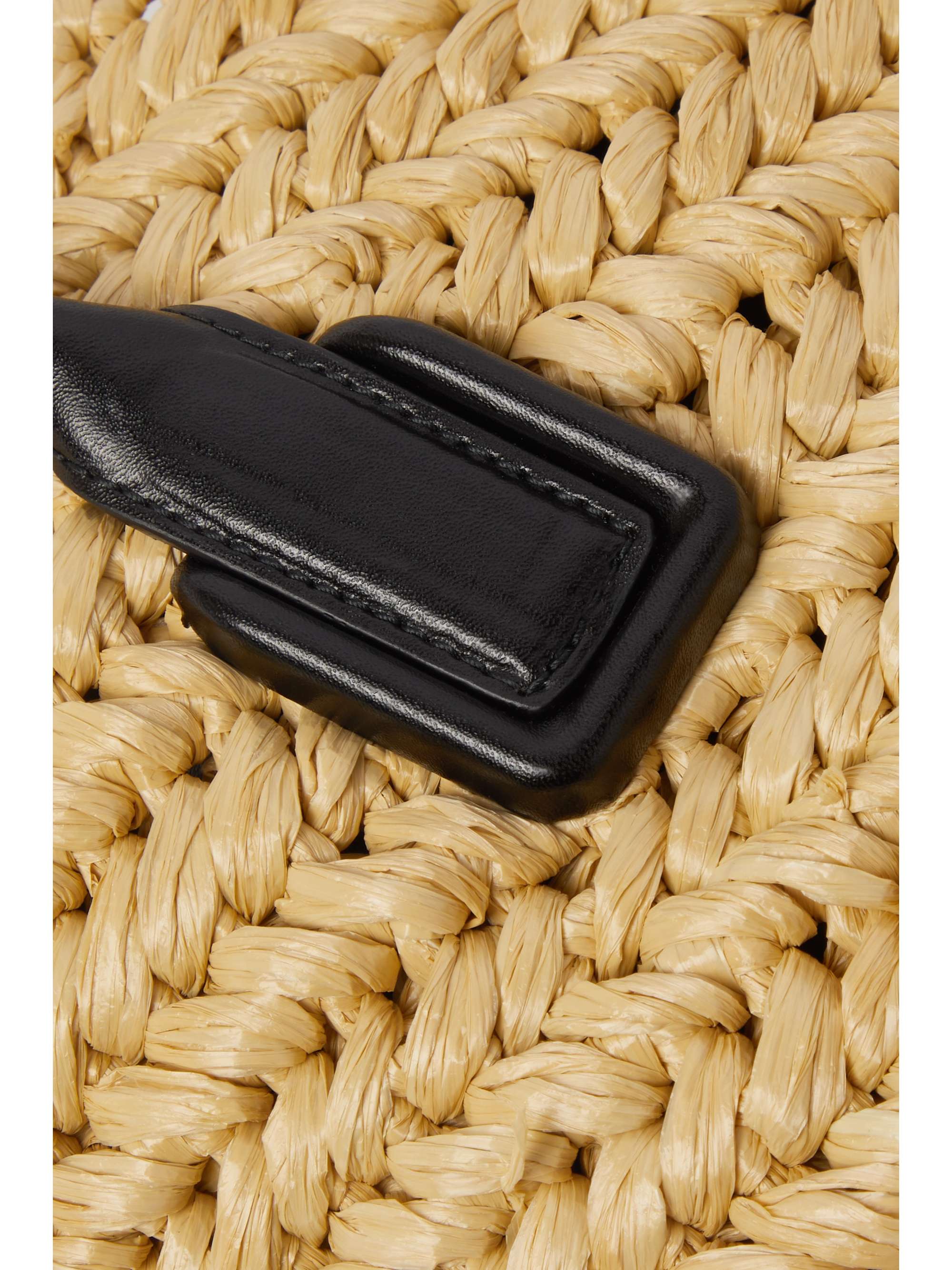 BOTTEGA VENETA Leather-trimmed raffia shoulder bag
