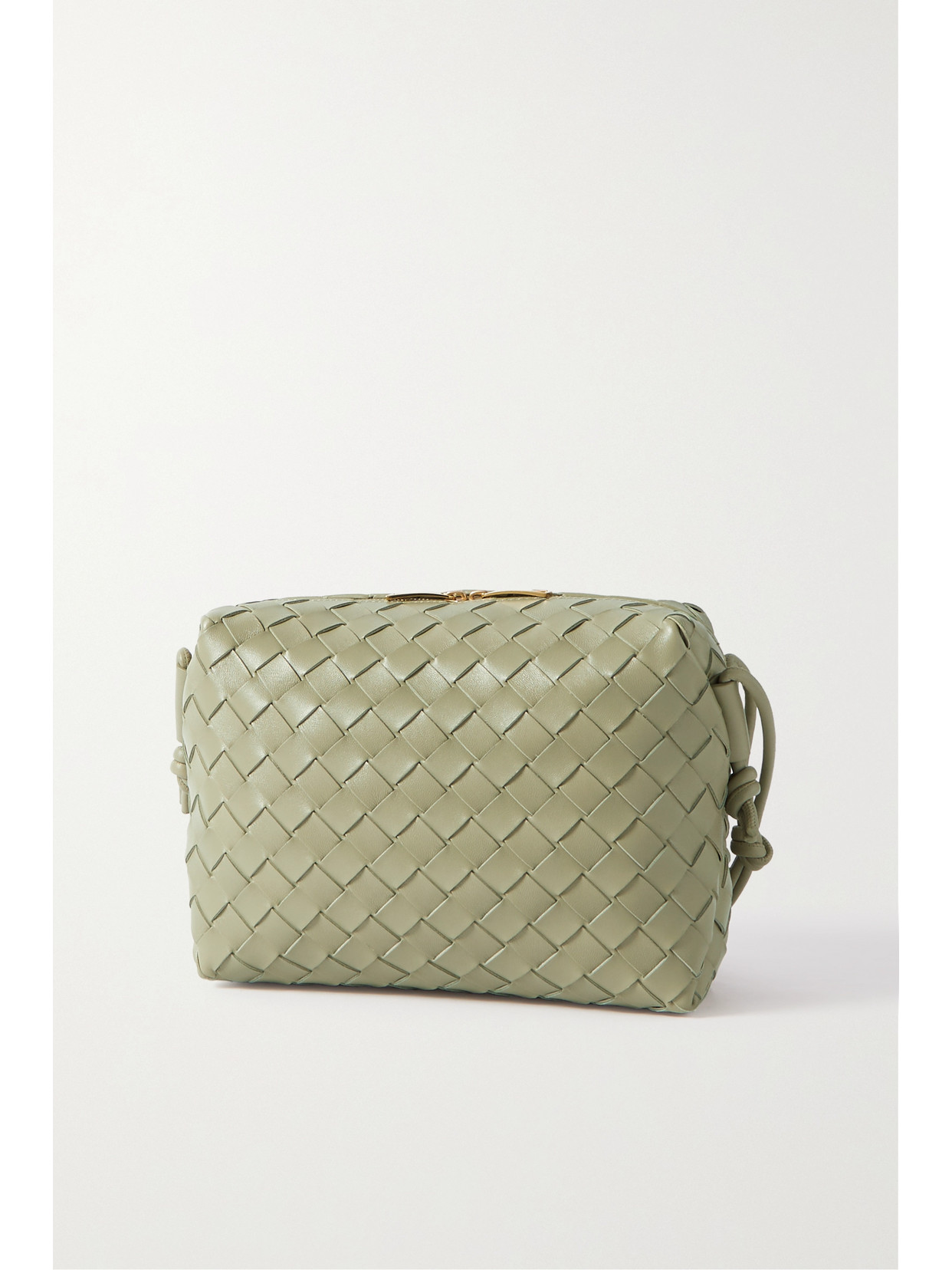 Shop Bottega Veneta Loop Mini Intrecciato Leather Shoulder Bag In Green