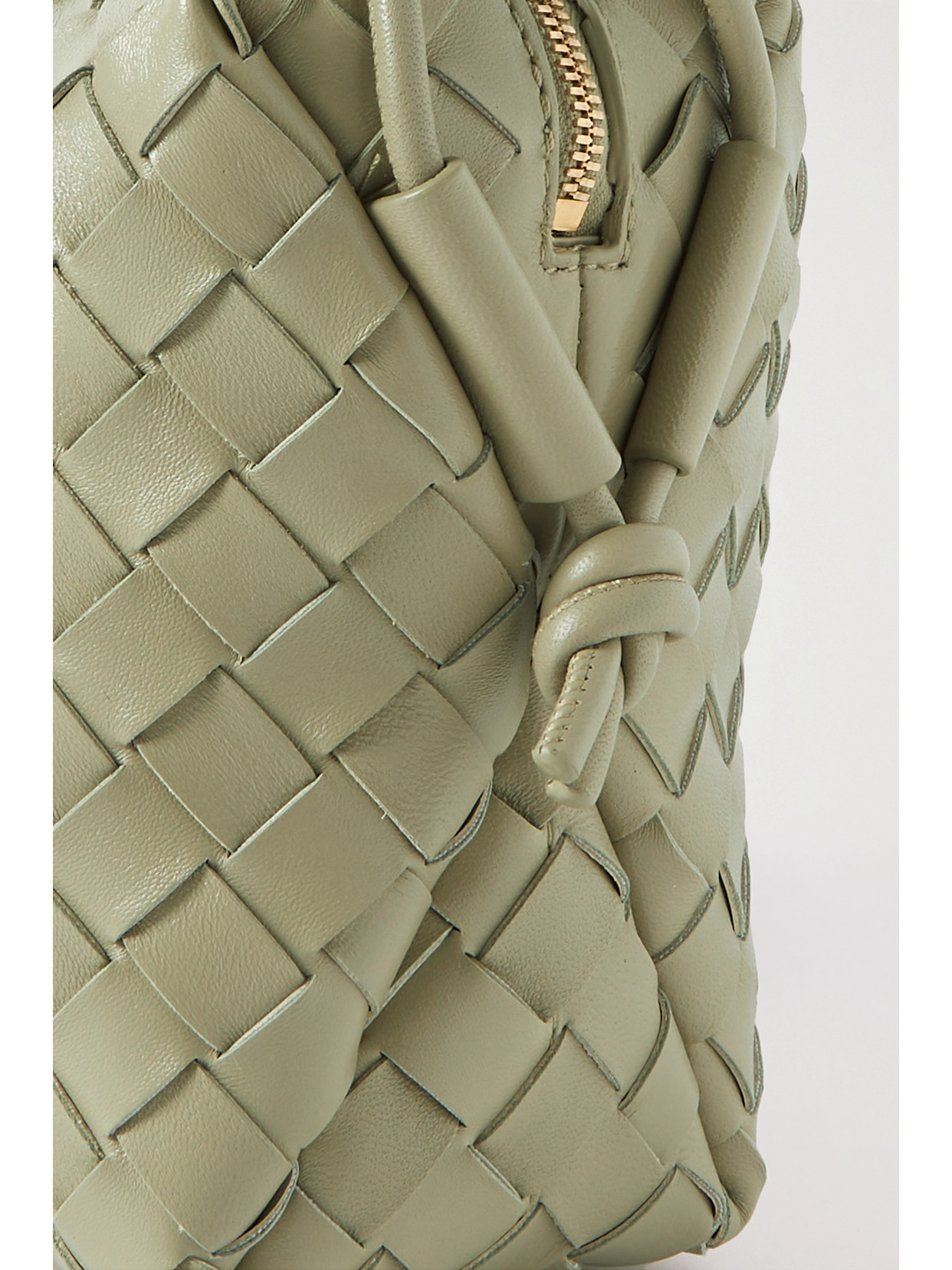 Shop Bottega Veneta Loop Mini Intrecciato Leather Shoulder Bag In Green