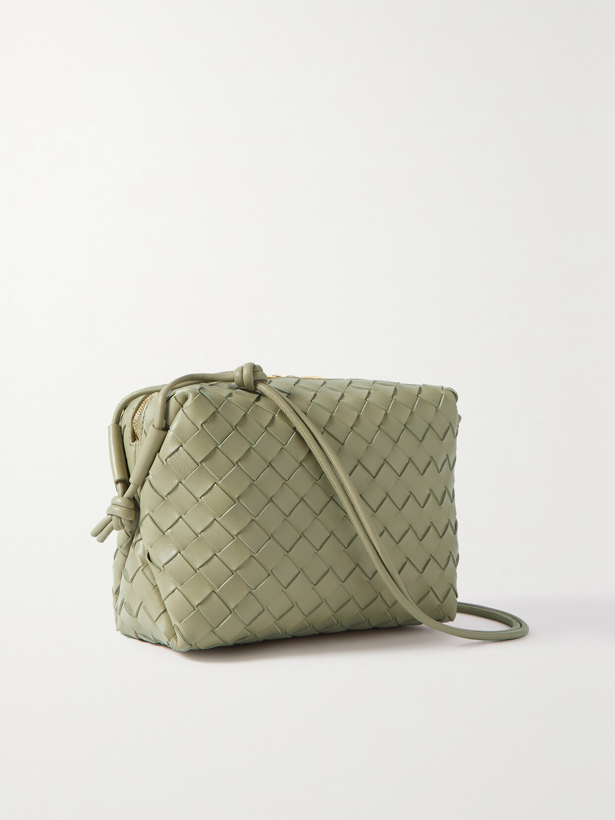 Bottega Veneta Loop Mini Intrecciato Leather Shoulder Bag In Green