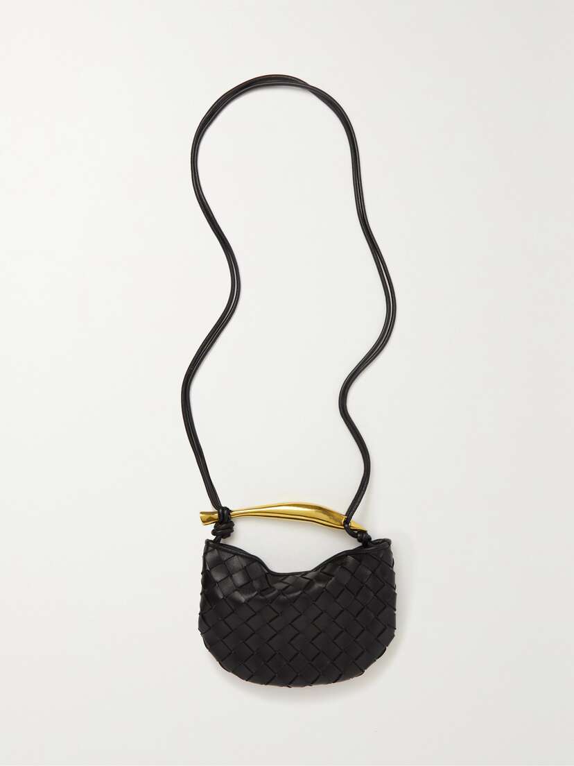 Bottega Veneta Sardine Mini Embellished Intrecciato Leather Shoulder Bag