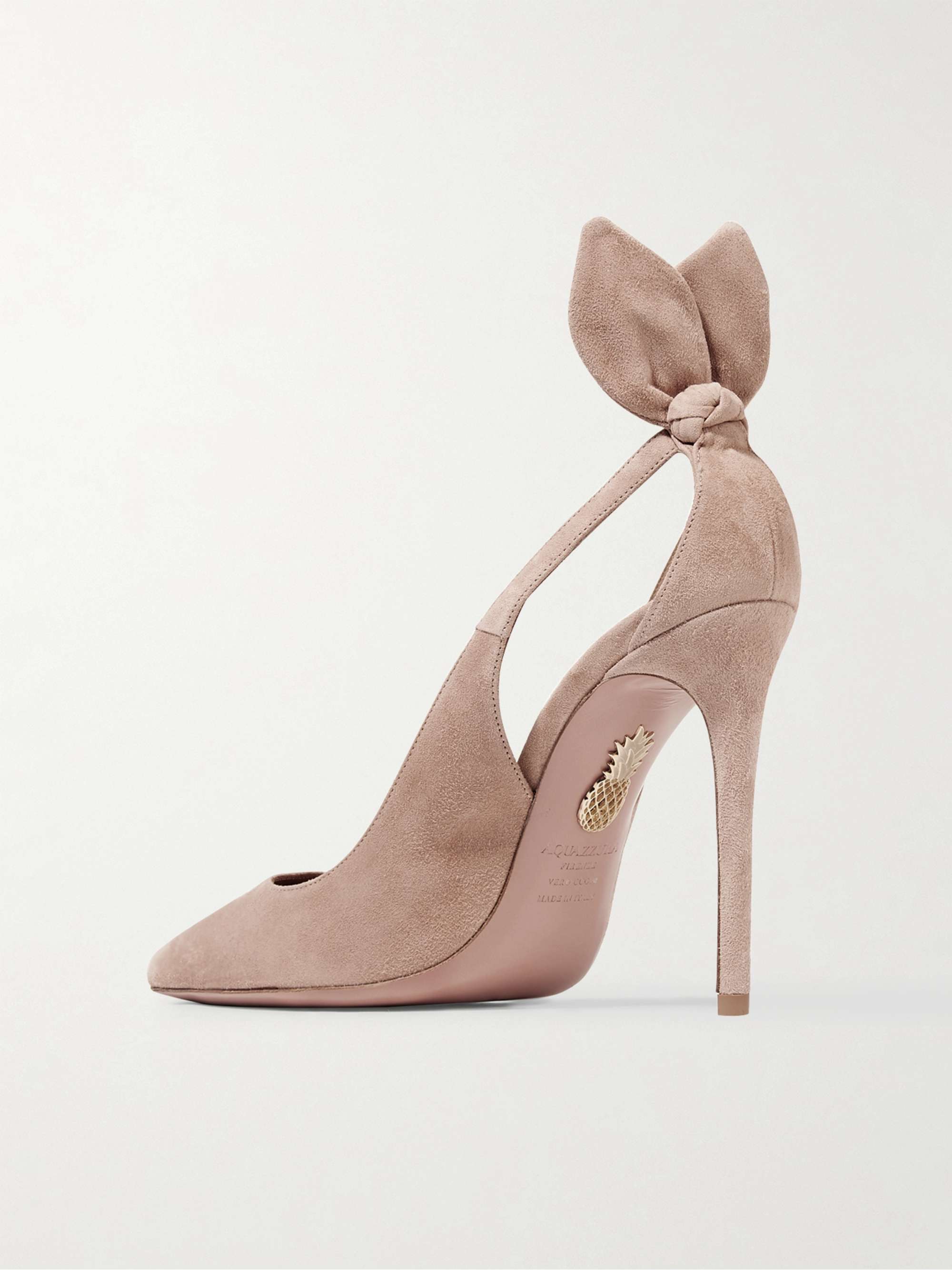 AQUAZZURA Bow Tie 105 suede pumps