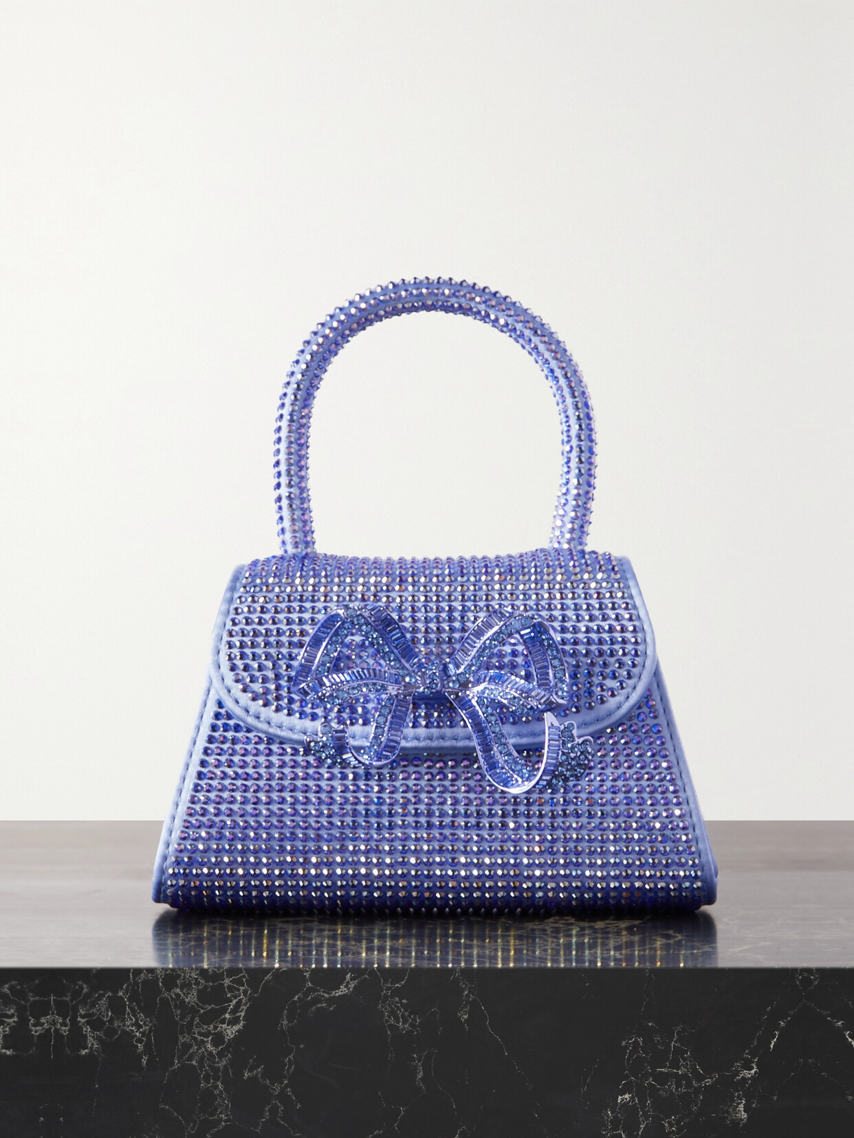 Self-Portrait The Micro Bow Mini Crystal-embellished Silk Tote