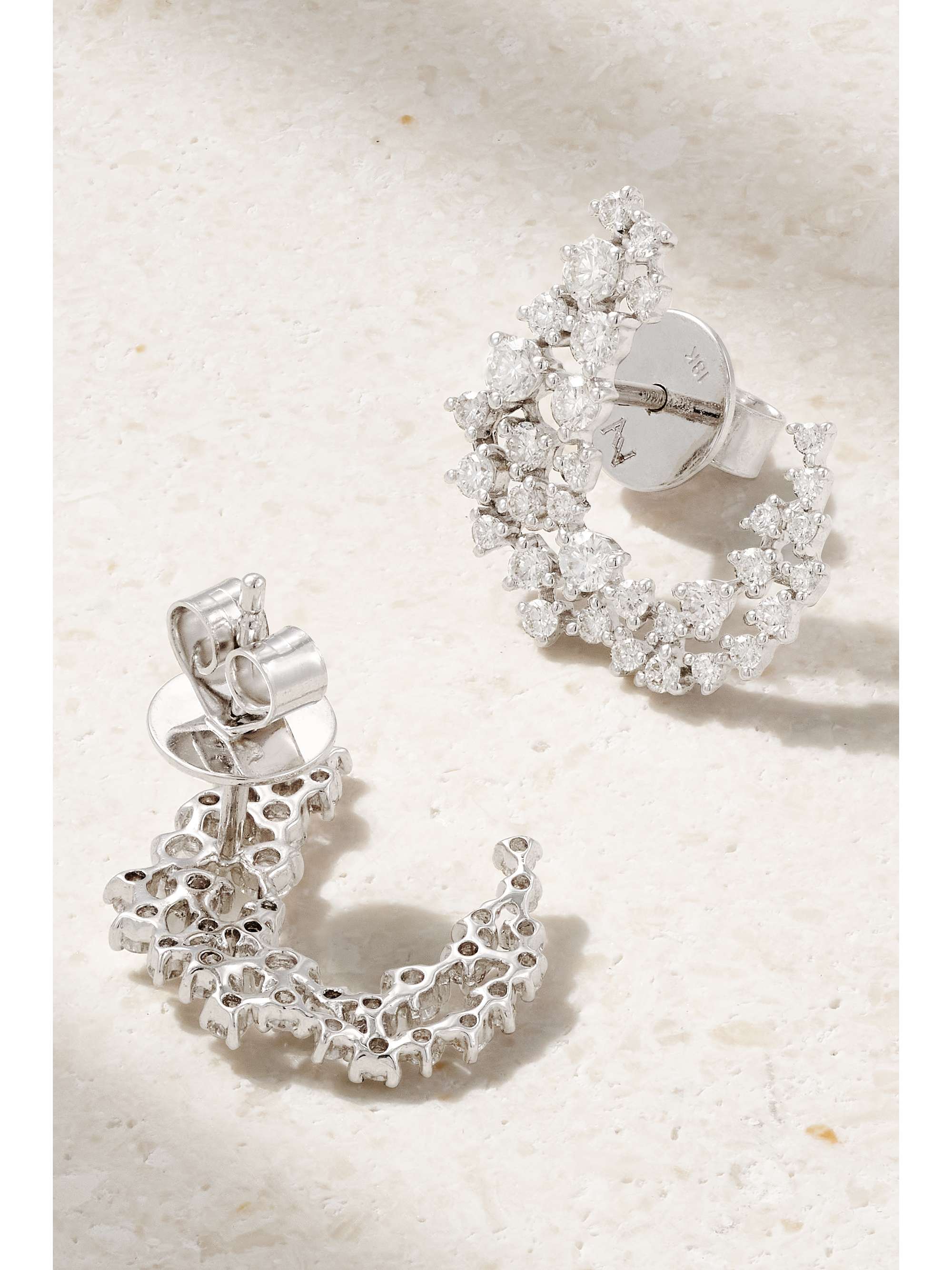 ANANYA Scatter Huggies 18-karat white gold diamond earrings