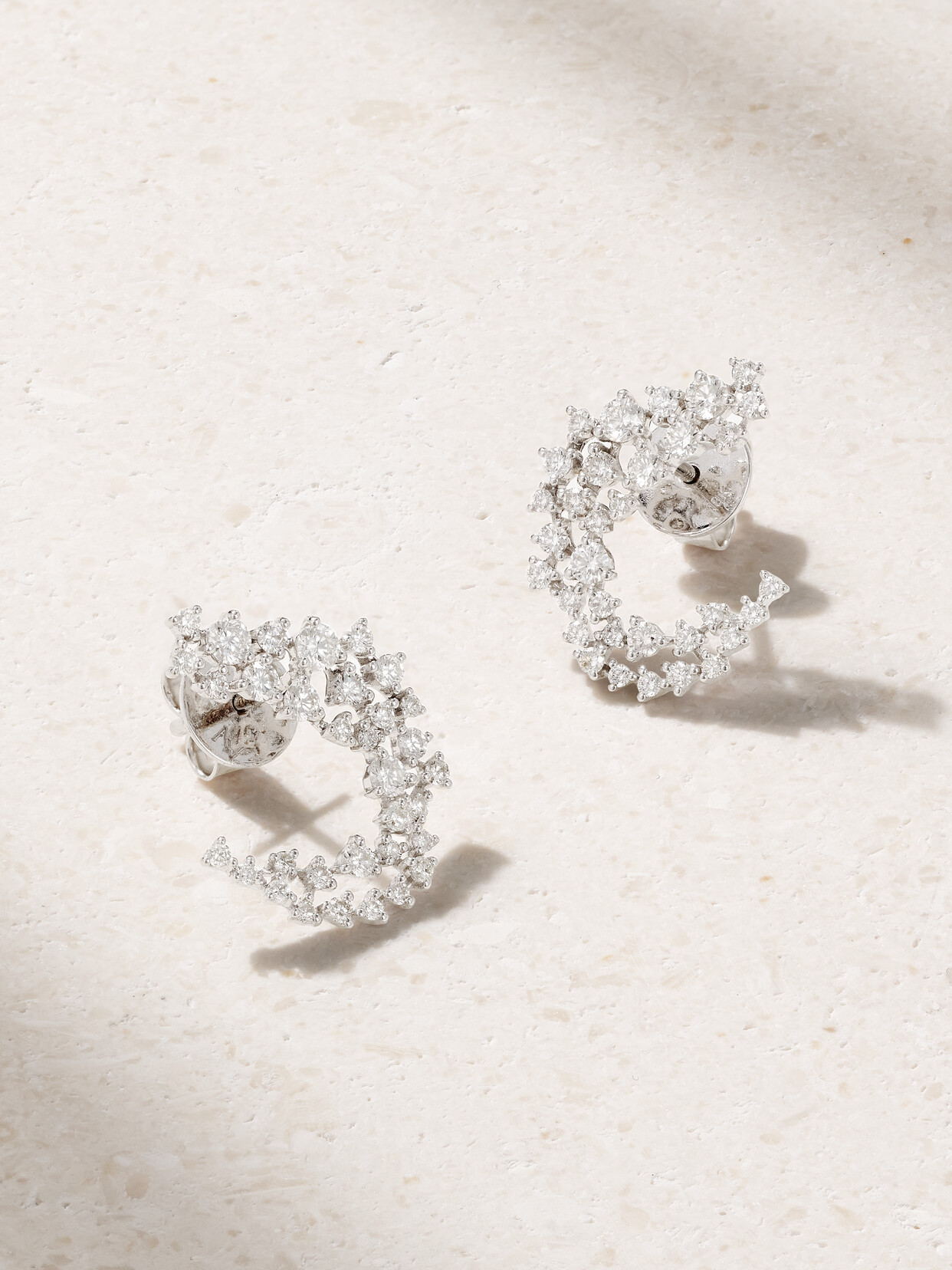 Ananya Scatter Huggies 18-karat White Gold Diamond Earrings