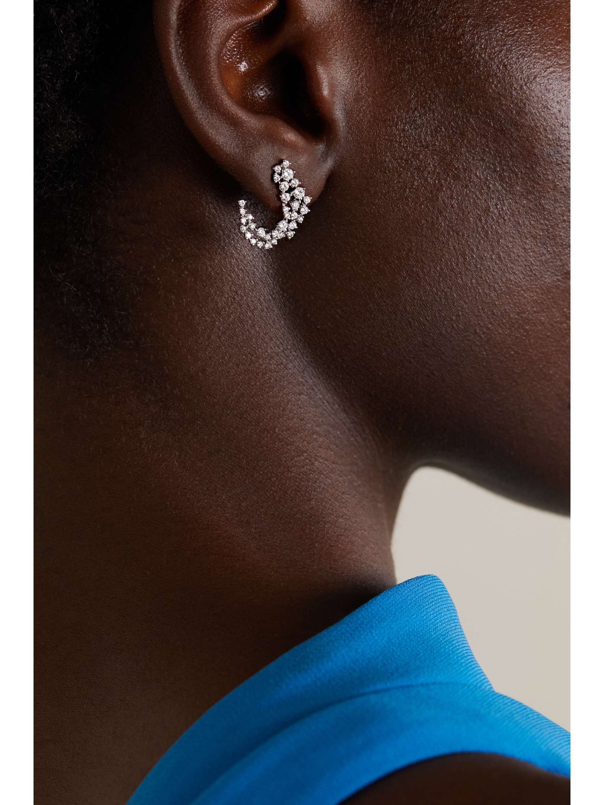 ANANYA Scatter Huggies 18-karat white gold diamond earrings